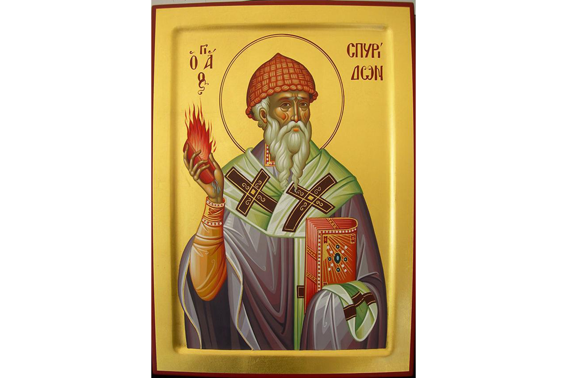 Minunea Sfântului Spiridon de la Sinodul I Ecumenic – reprezentare iconografică Sfântul Spiridon