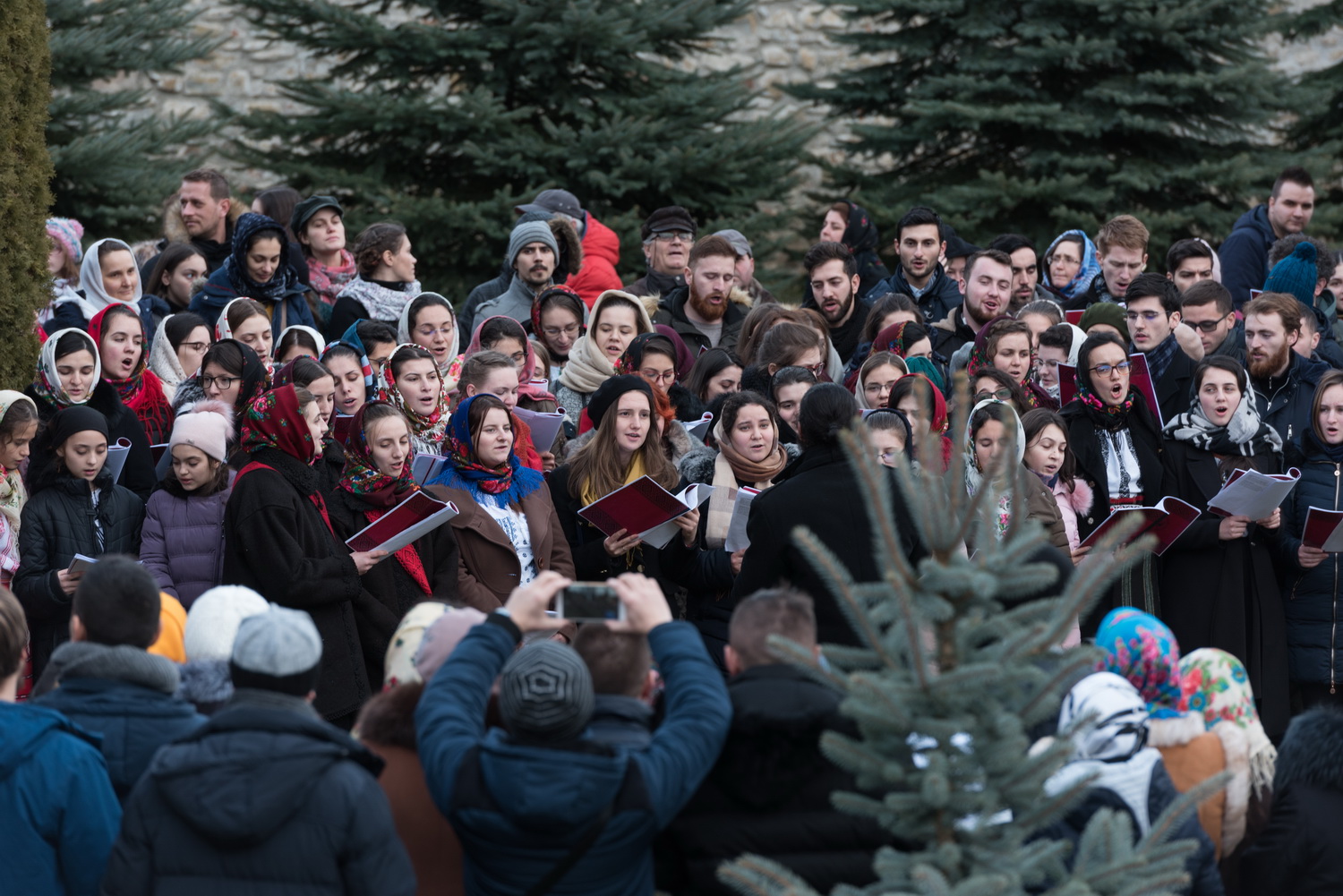 Tinerii din ASCOR au marcat începutul Anului Centenar: Cifra 100 scrisă cu torțe pe Dealul Crucii de la Mănăstirea Putna