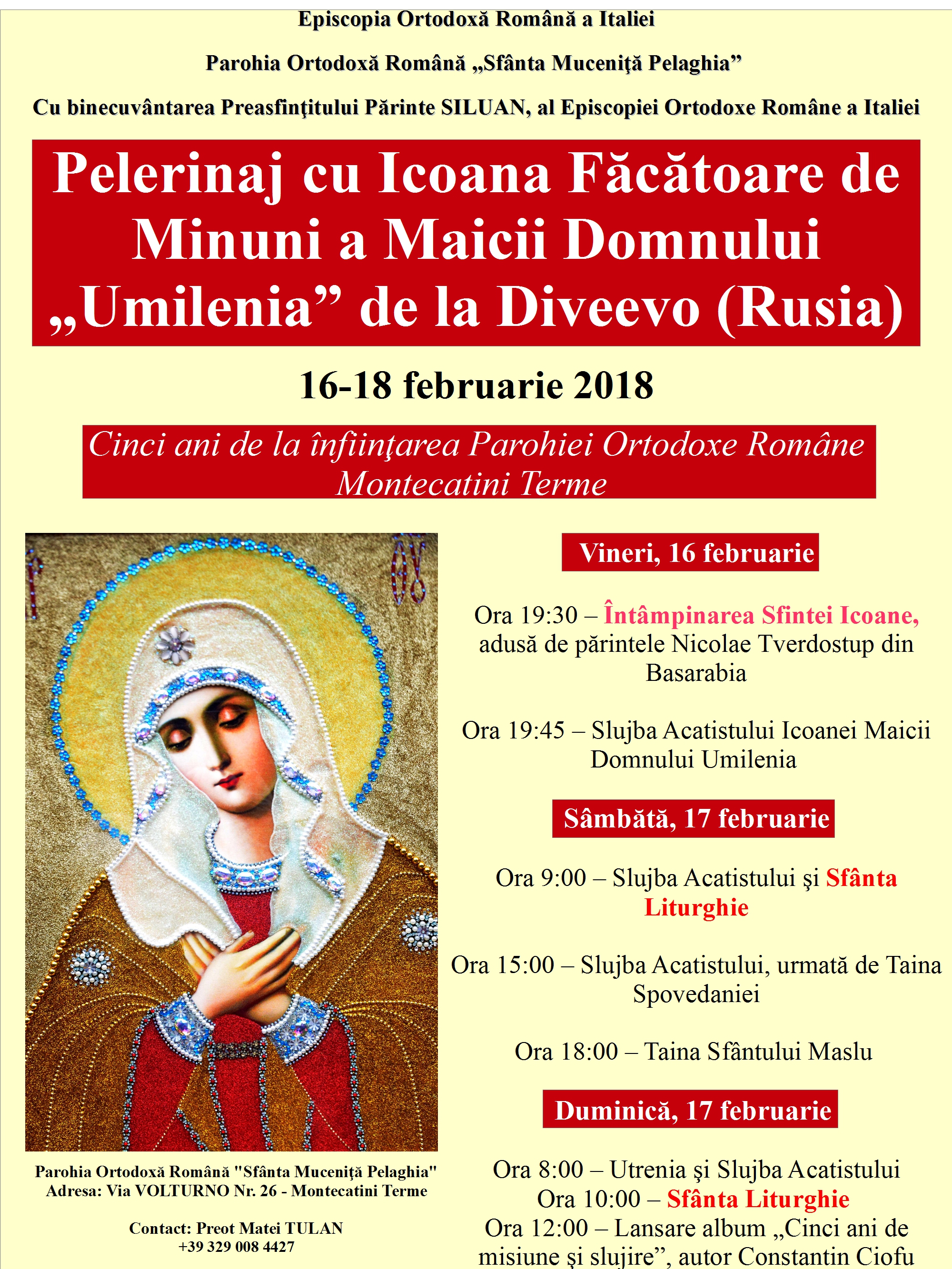 Icoana Maicii Domnului „Umilenia”, în pelerinaj la Montecatini Terme - Italia