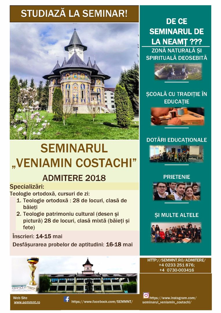 Premii la olimpiadele şcolare pentru elevii Seminarului Teologic de la Mănăstirea Neamţ