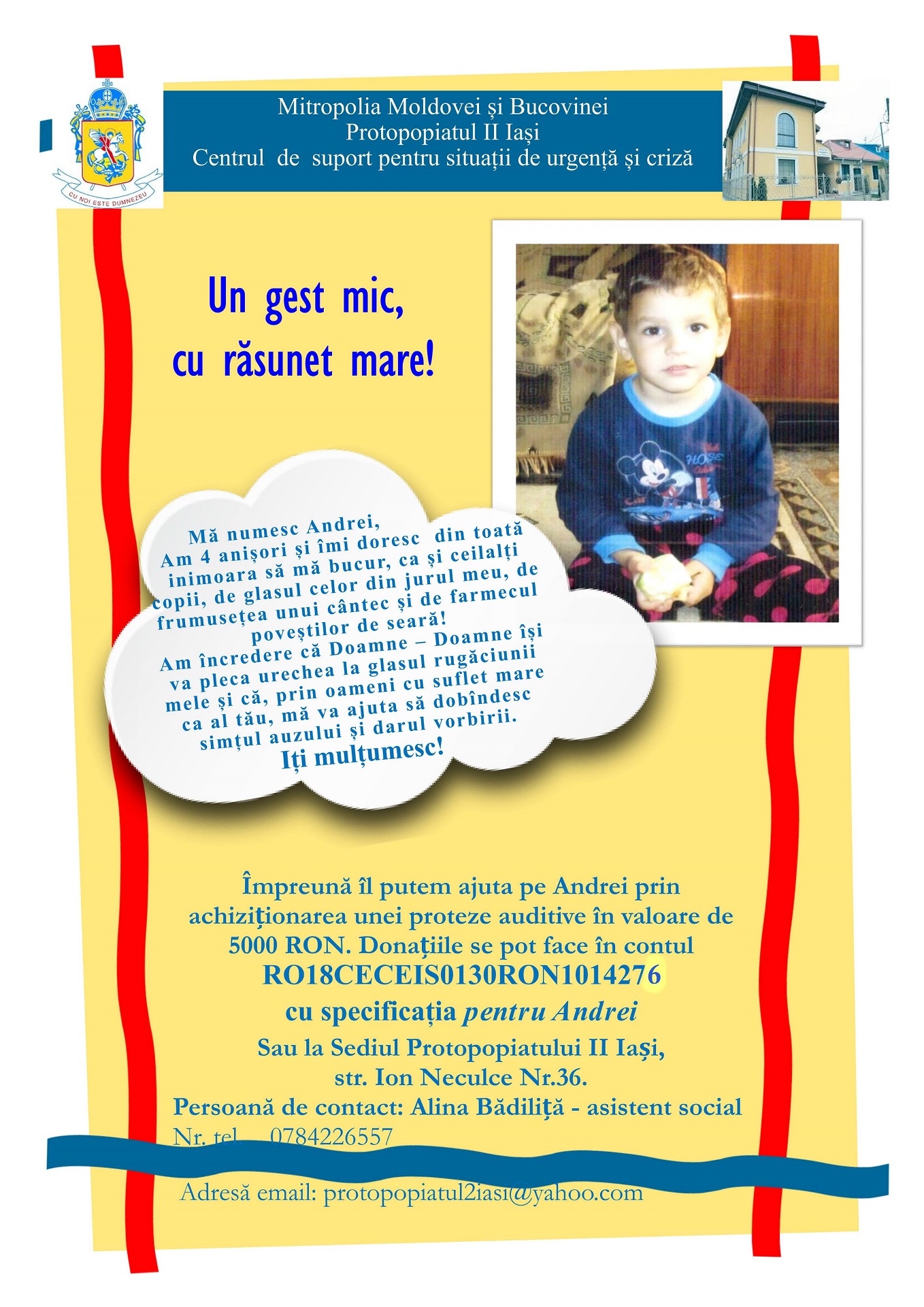 Un gest mic cu răsunet mare – să-l ajutăm pe Andrei să audă!