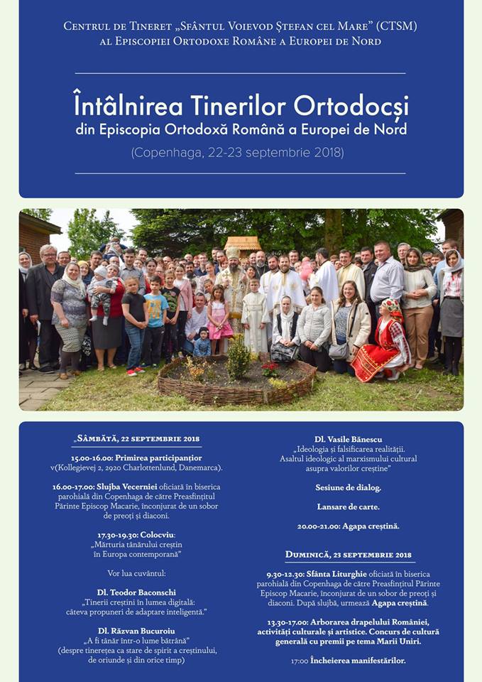 Întâlnirea Tinerilor Ortodocși din Episcopia Ortodoxă Română a Europei de Nord (Copenhaga, 22-23 septembrie 2018) Întâlnirea Tinerilor Ortodocși din Episcopia Ortodoxă Română a Europei de Nord (Copenhaga, 22-23 septembrie 2018)
