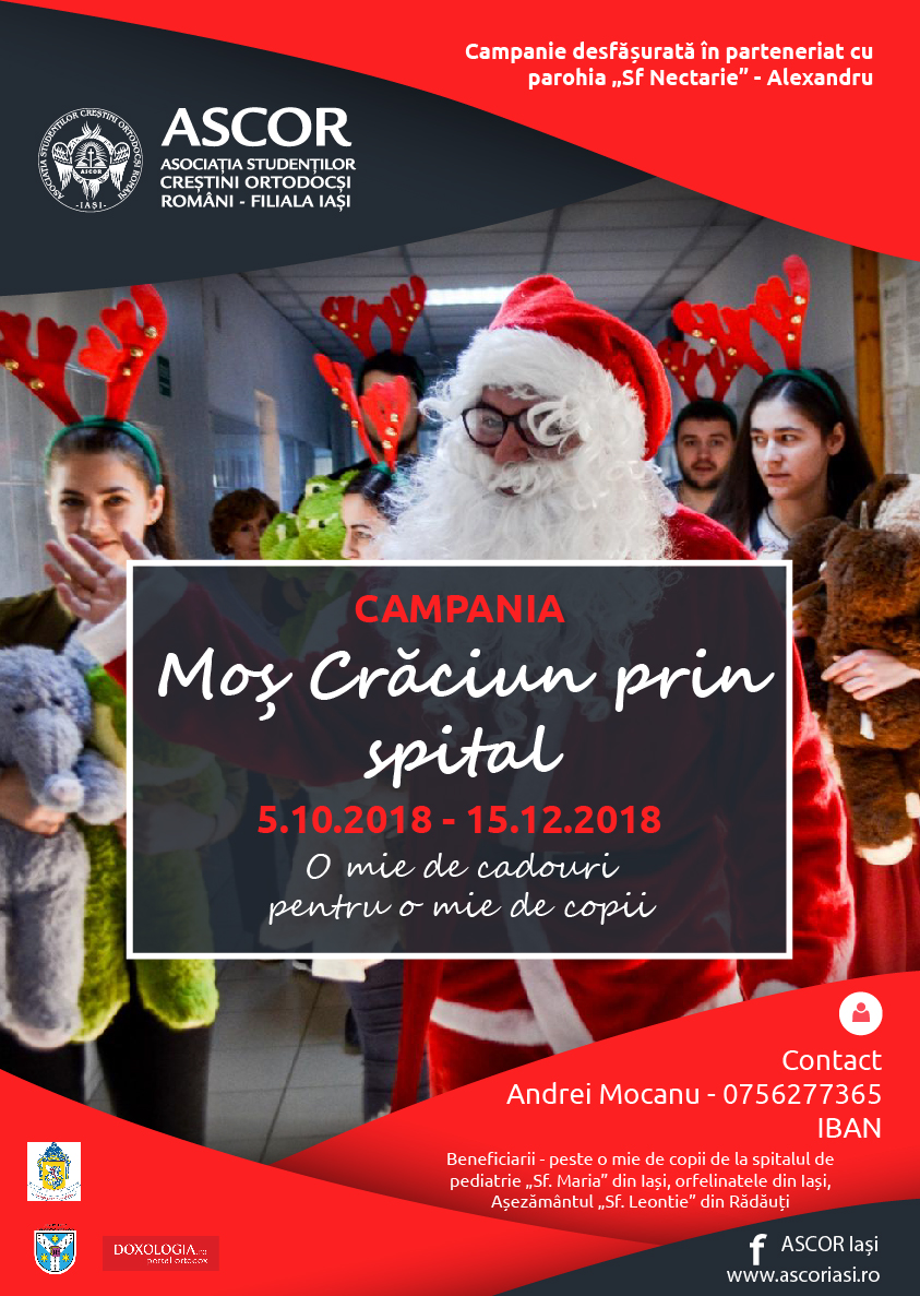 Noi campanii ASCOR Iași: „Centenar pentru Penitenciar” și „Moș Crăciun prin spital”