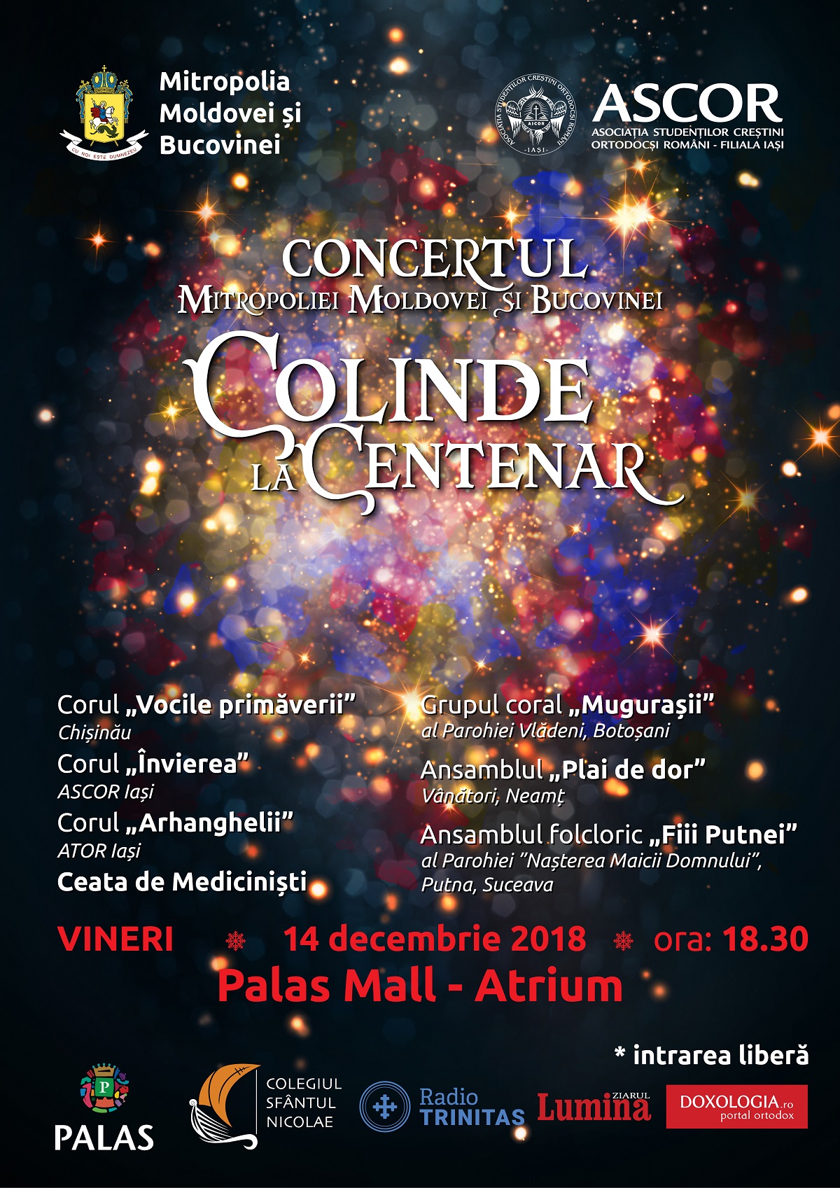 „Colinde la Centenar”, pe 14 decembrie la Iași