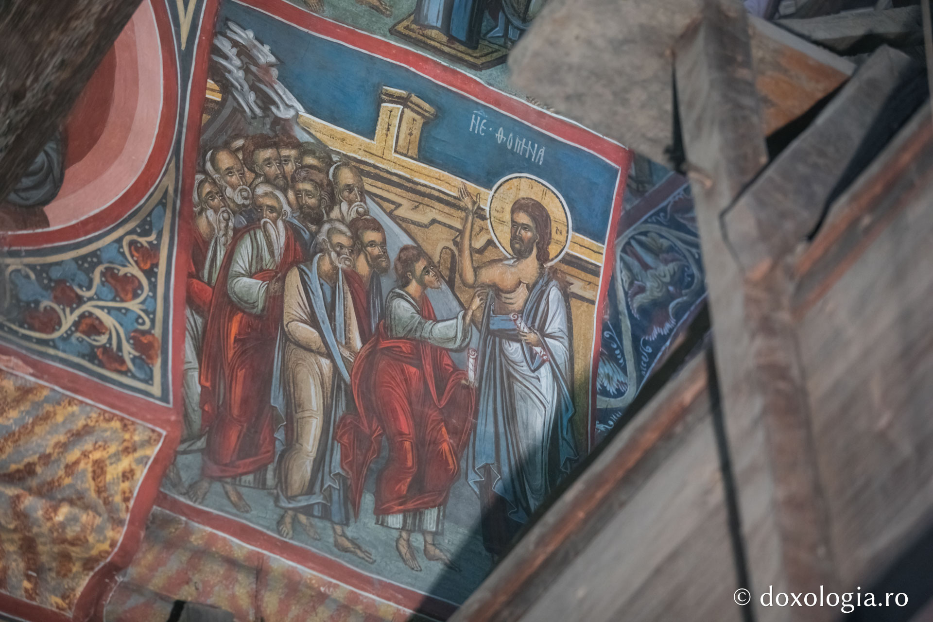 Încredințarea lui Toma – reprezentare iconografică din biserica mănăstirii Moldovița (Foto: pr. Silviu Cluci) Încredințarea lui Toma