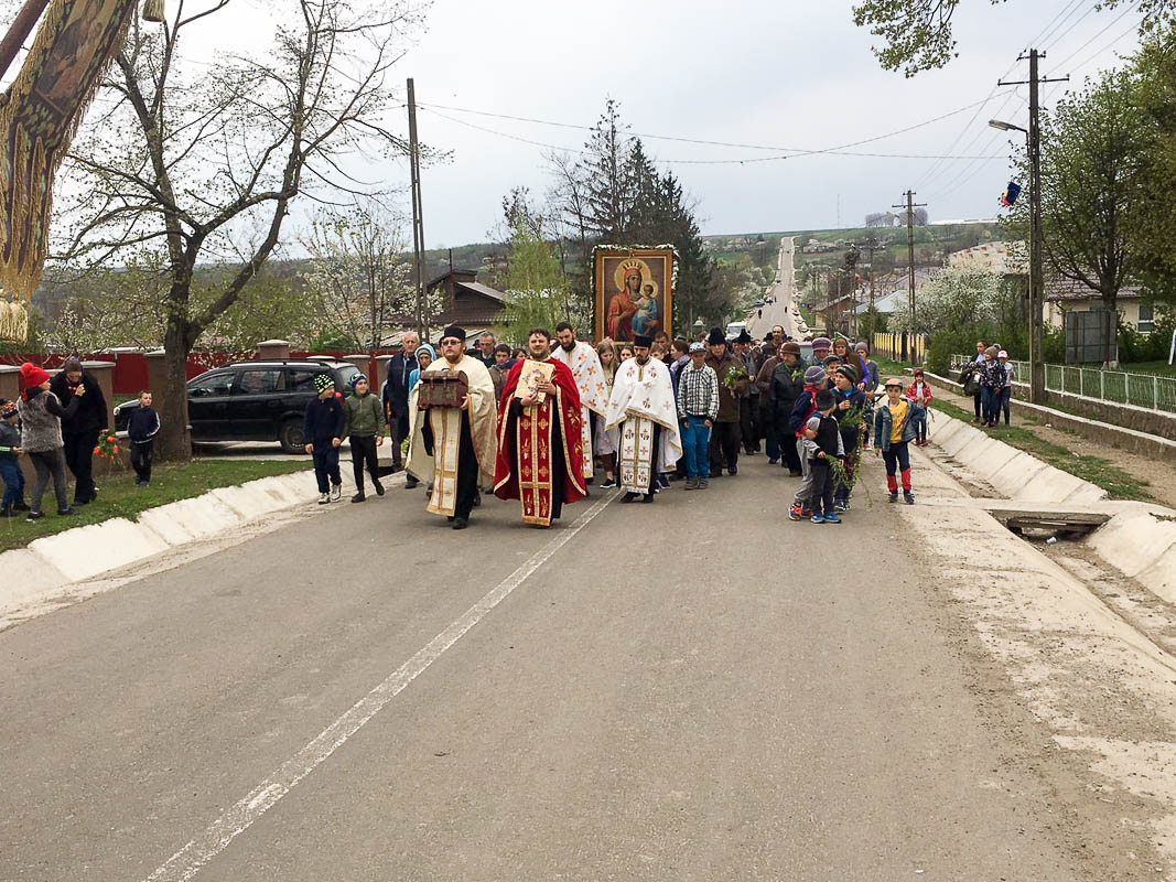 Procesiune de Florii în Parohia Crasnaleuca din Protopopiatul Săveni
