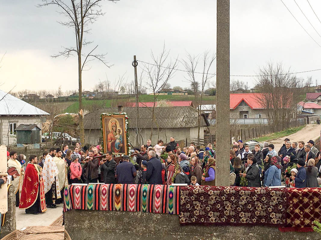 Procesiune de Florii în Parohia Crasnaleuca din Protopopiatul Săveni