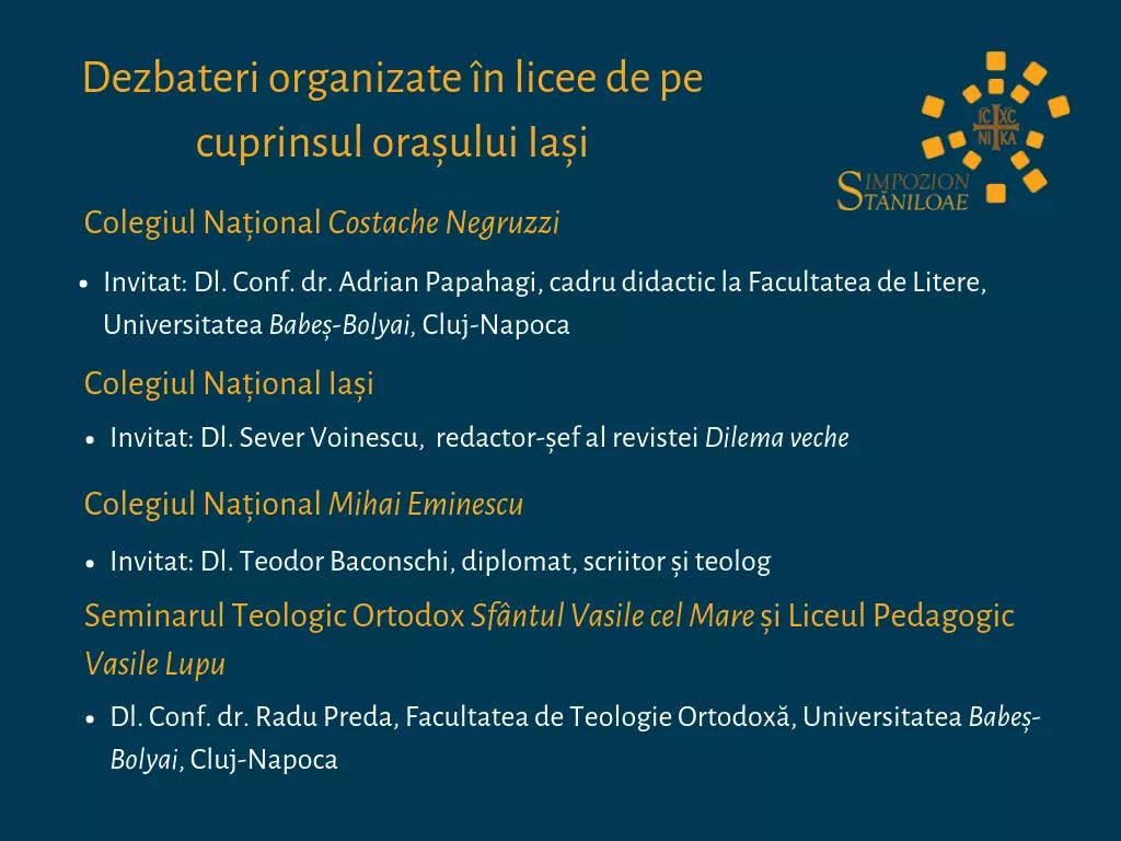 Miercuri debutează cea de-a VII-a ediție a Simpozionului „Dumitru Stăniloae” al Facultății de Teologie Ortodoxă din Iași