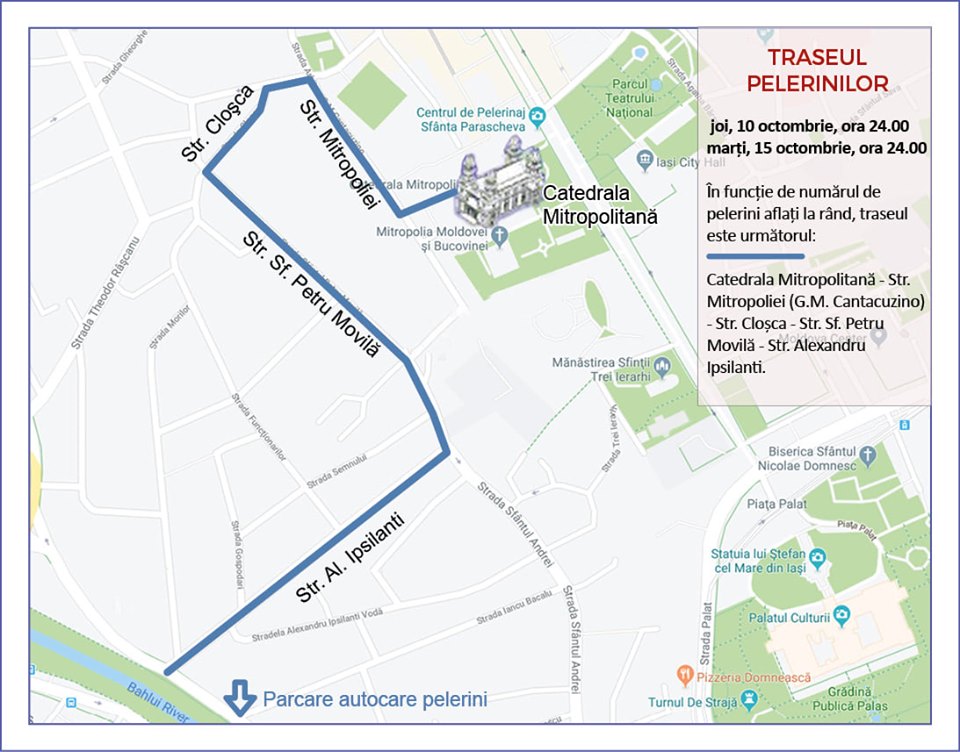 Care va fi traseul pelerinilor spre baldachinul cu moaștele Sfintei Parascheva și ale Sfântului Spiridon