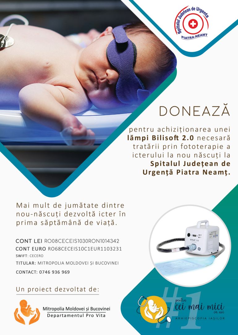 Pro Vita Iași: Campanie de fundraising pentru dotarea maternității Spitalului din Piatra Neamț cu echipament medical