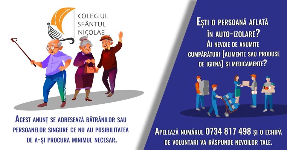Voluntarii Colegiului „Sfântul Nicolae”, solidari față de ieșenii aflați în autoizolare