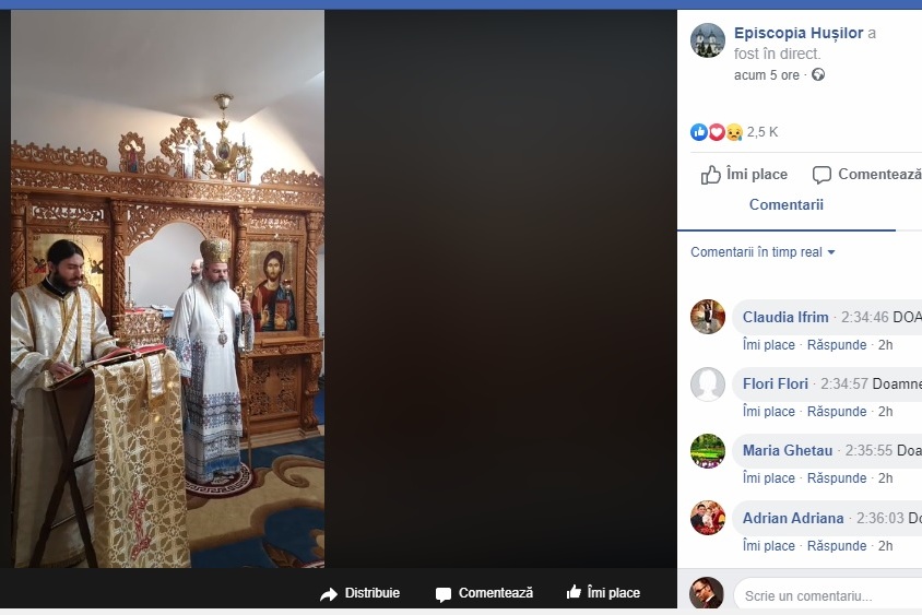 Slujbe transmise în direct din Paraclisul Episcopal din Huși