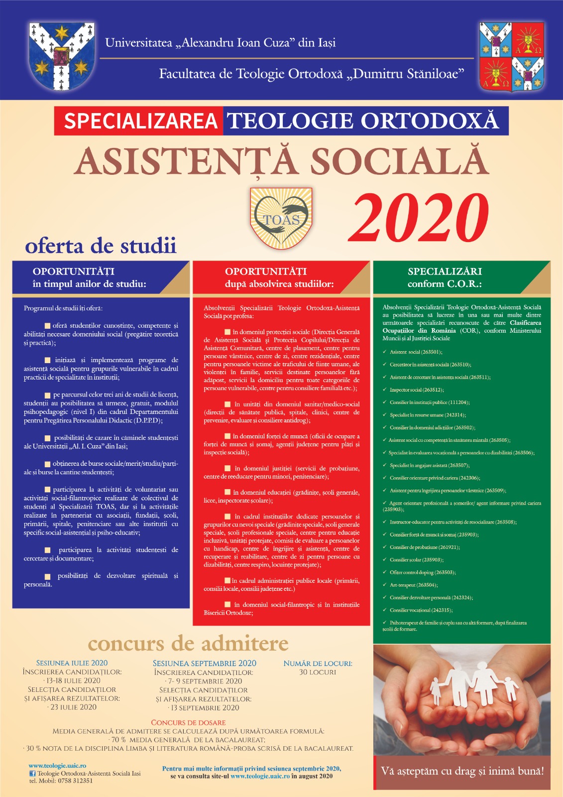 Secția de Asistență Socială din cadrul Facultății de Teologie din Iași așteaptă studenți pentru următorul an universitar Secția de Asistență Socială din cadrul Facultății de Teologie din Iași așteaptă studenți pentru următorul an universitar