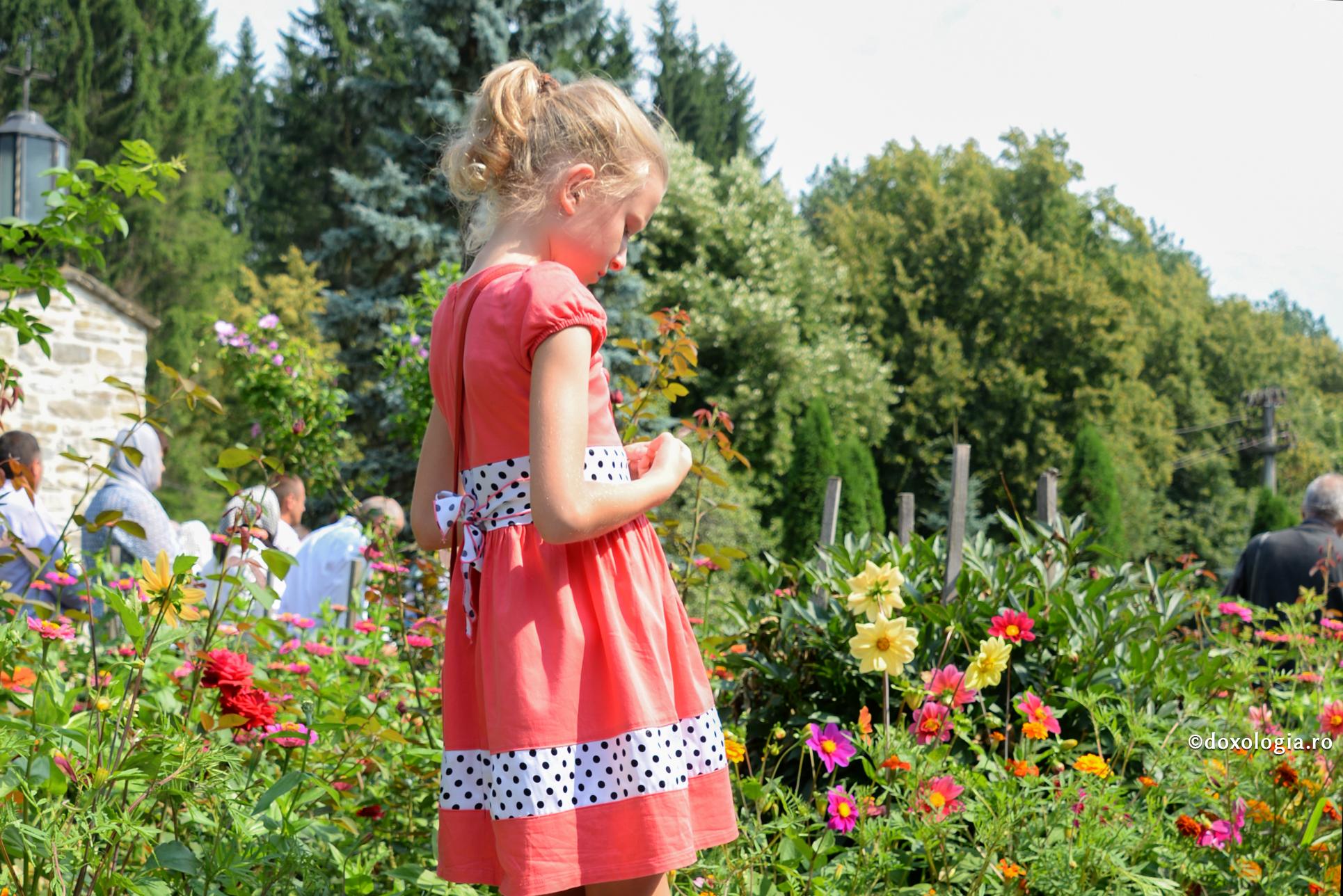 fetiță în rochiță roșie
