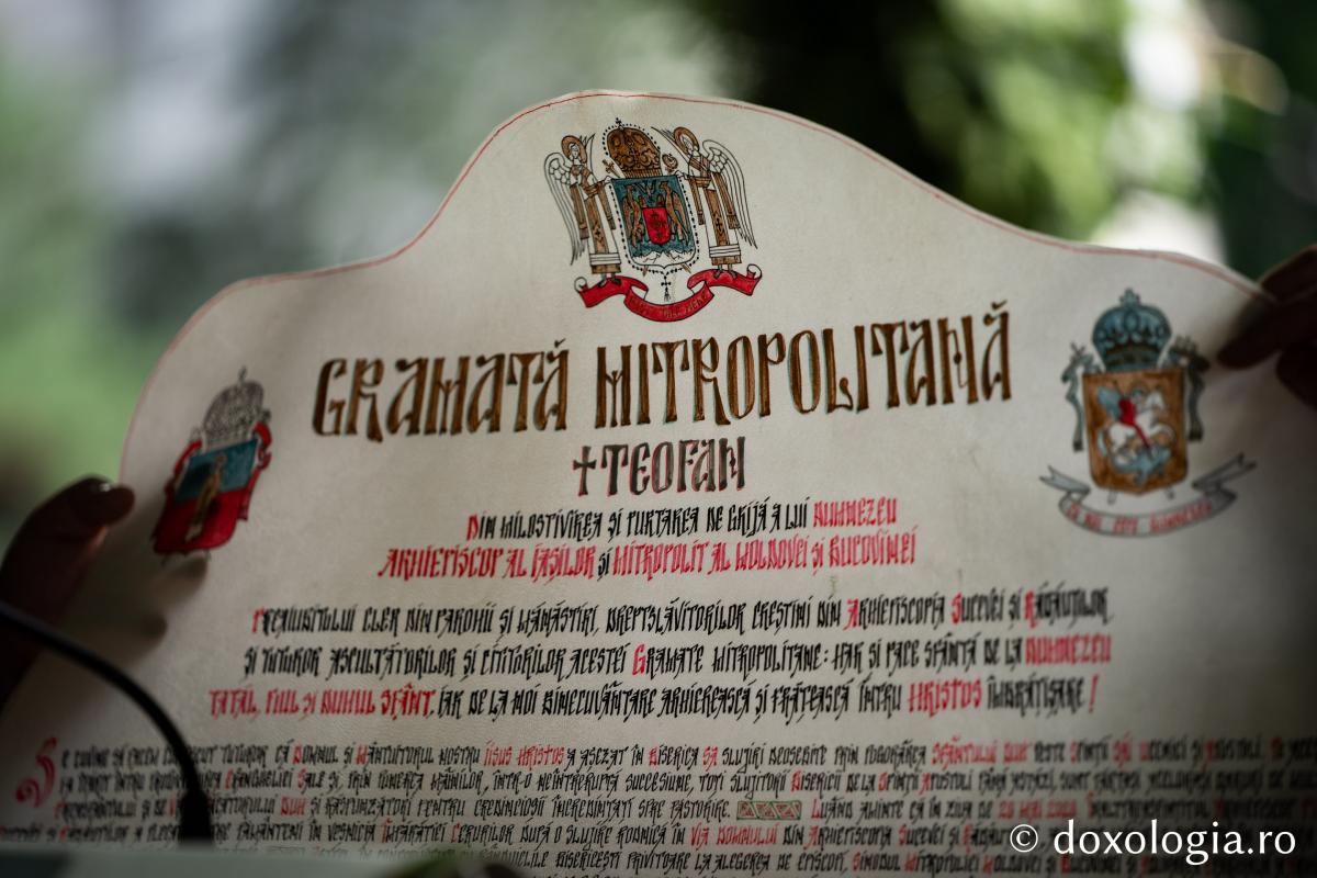 Gramata Mitropolitană la înscăunarea PS Calinic ca Arhiepiscop al Sucevei și Rădăuților