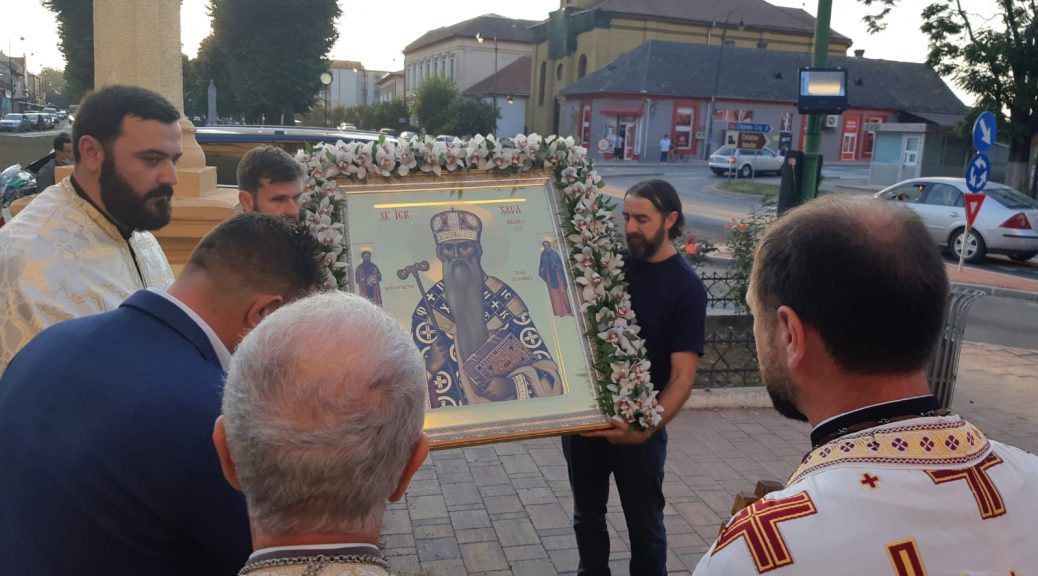 O icoană a Sfântului Sava Brancovici, adusă din Sfântul Munte în localitatea natală