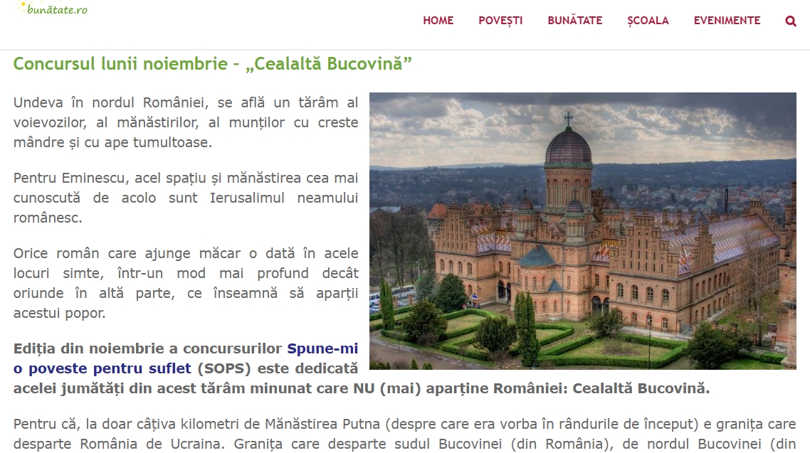 „Spune-mi o poveste pentru suflet” organizează Concursul de creație „Cealaltă Bucovină”