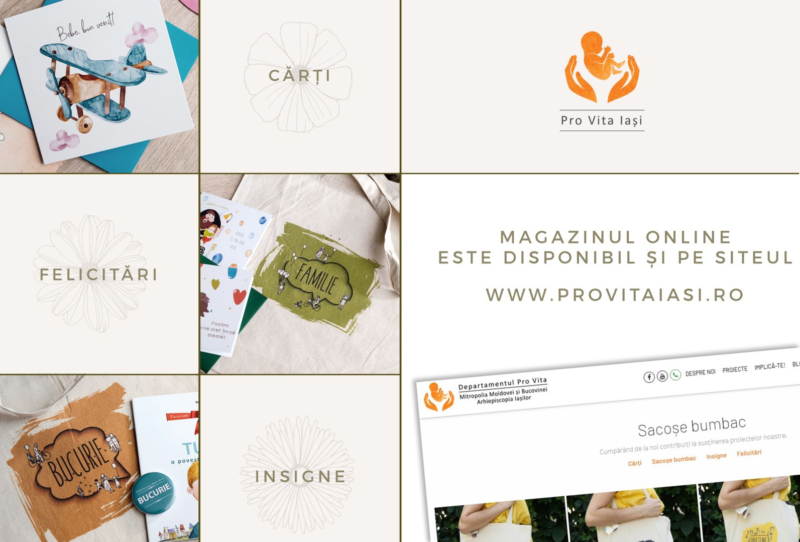 Susține proiectele Pro Vita Iași: cumpără produse din magazinul online