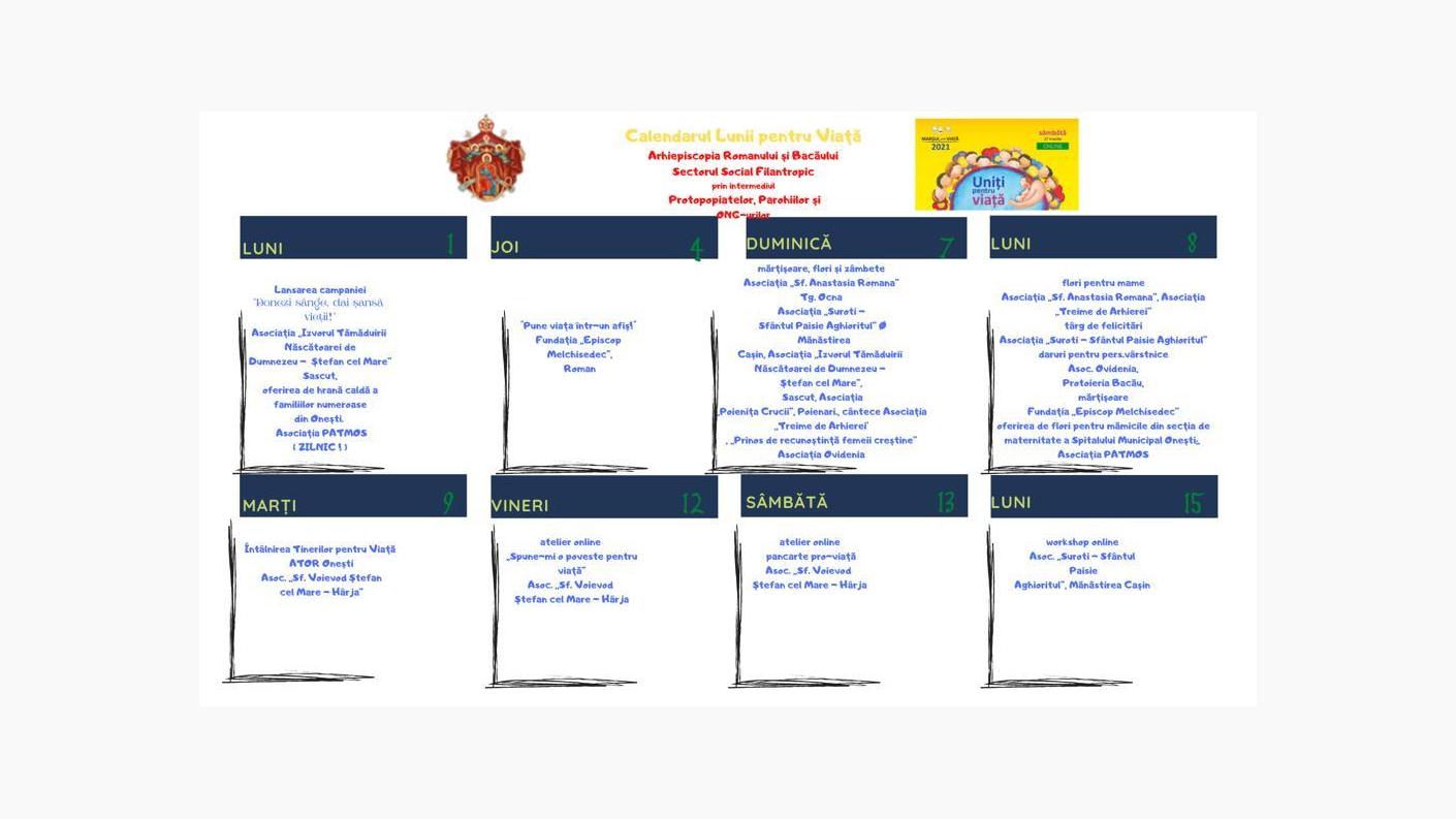 Luna pentru viață în Arhiepiscopia Romanului și Bacăului