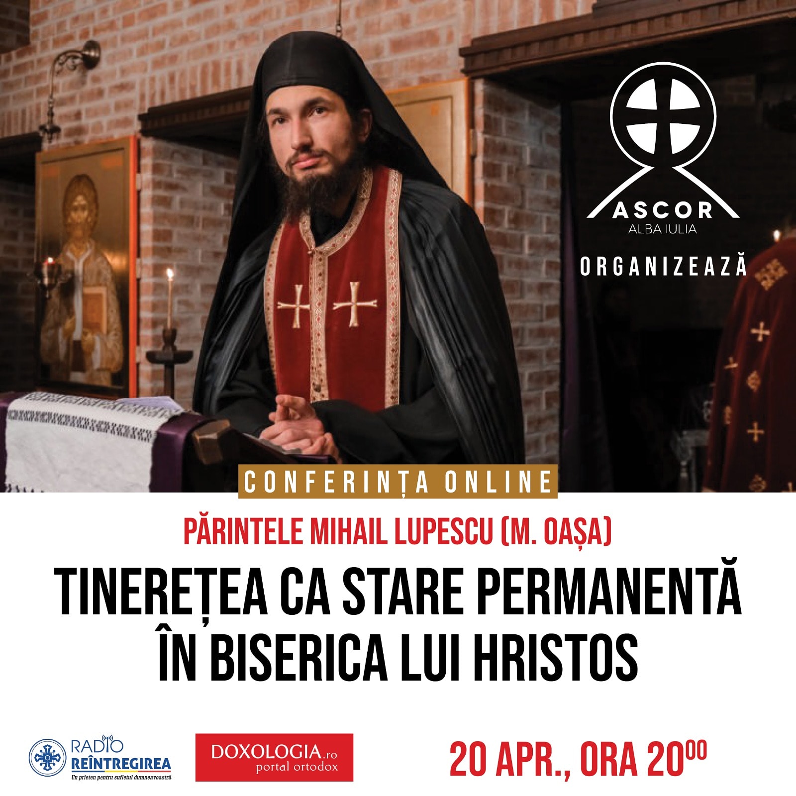 Părintele Mihail Lupescu este invitatul ASCOR Alba Iulia la cea de-a treia conferință din Postul Paștilor