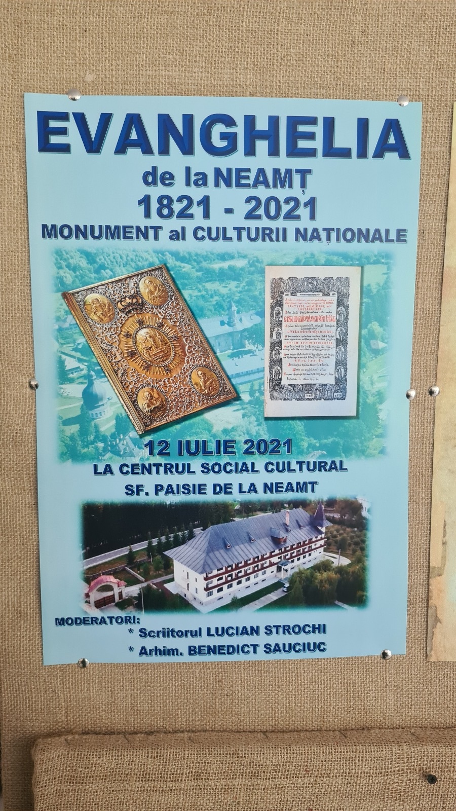 Simpozion la Mănăstirea Neamț: „Evanghelia de la Neamț, 1821-2021, monument al culturii naționale”