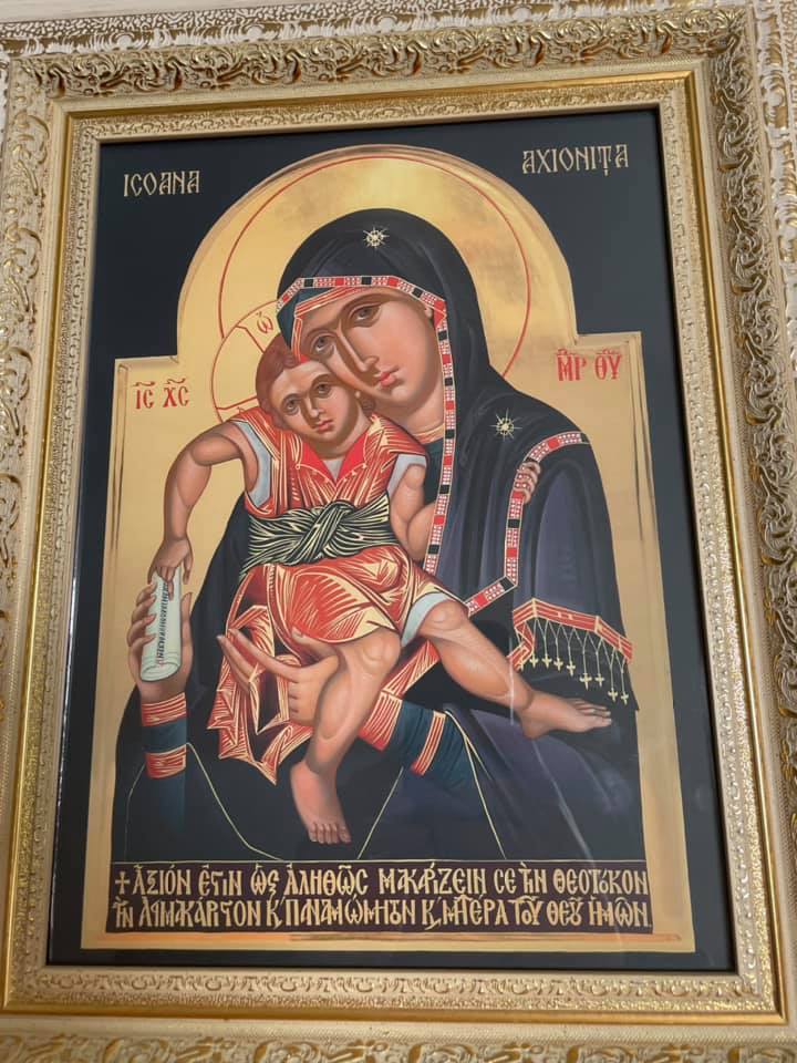 O copie a icoanei Maicii Domnului „Axioniţa”, în Parohia Stăuceni, Protopopiatul Chişinău