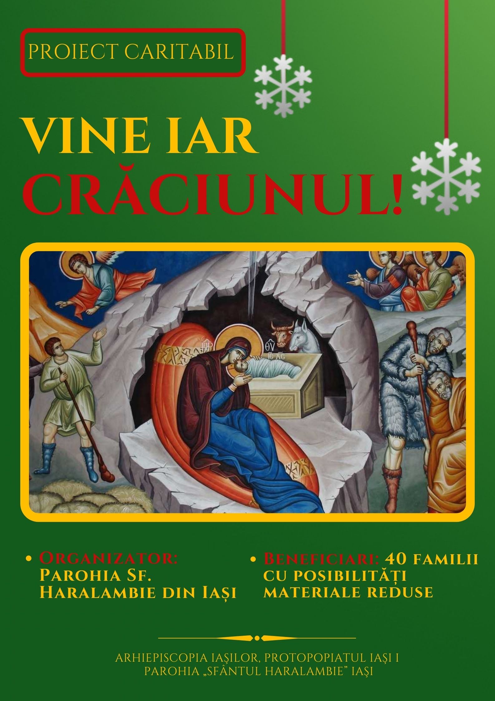 Parohia Sfântul Haralambie din Iași demarează campania „Vine iar Crăciunul!”