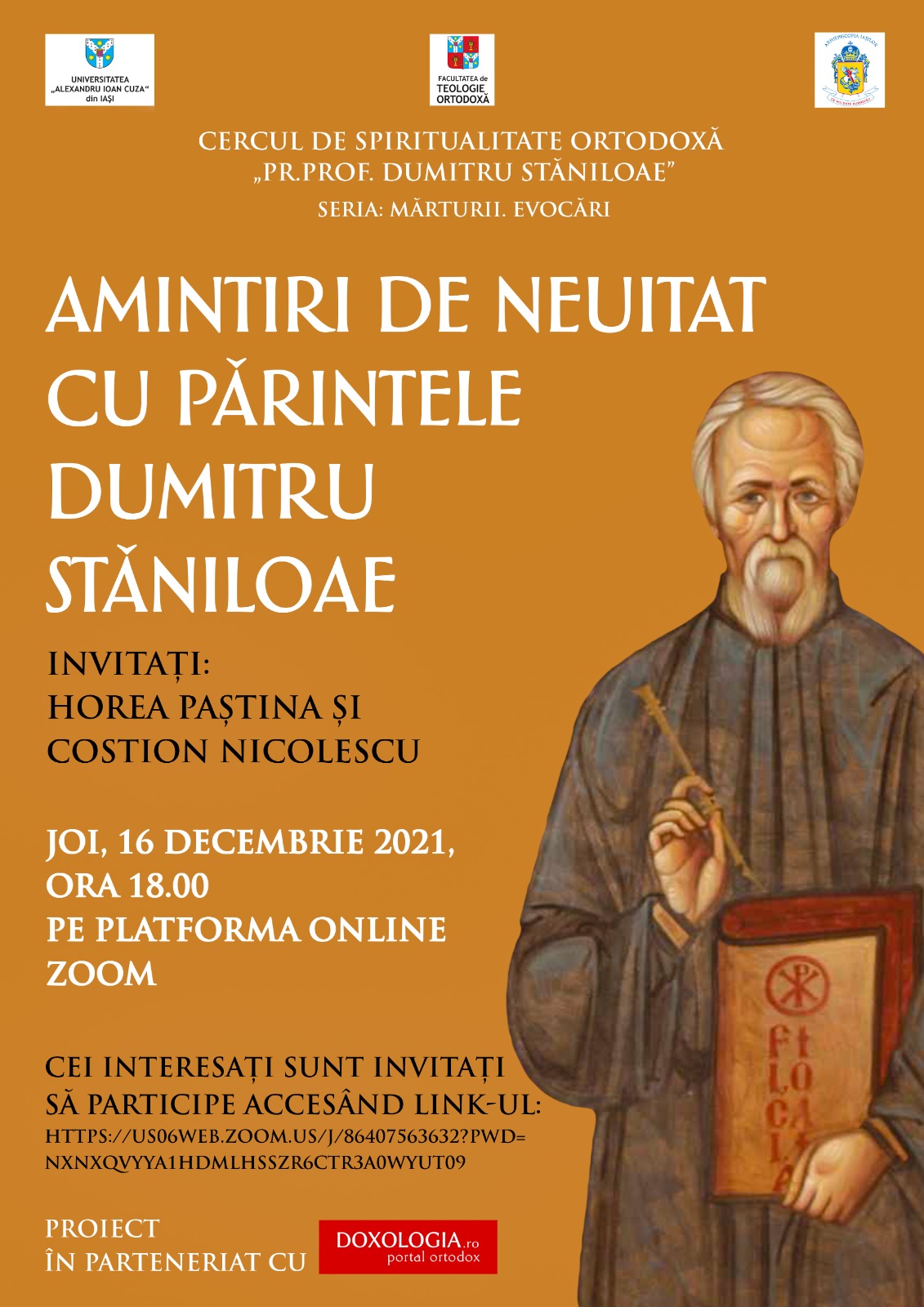 Continuă seria întâlnirilor Cercului de Spiritualitate de la Iași, dedicate Părintelui Dumitru Stăniloae