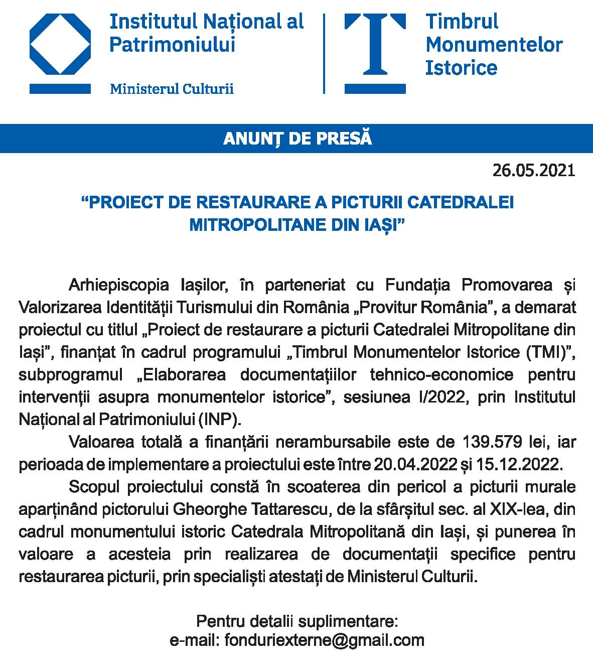 Proiect de restaurare a picturii Catedralei Mitropolitane din Iași