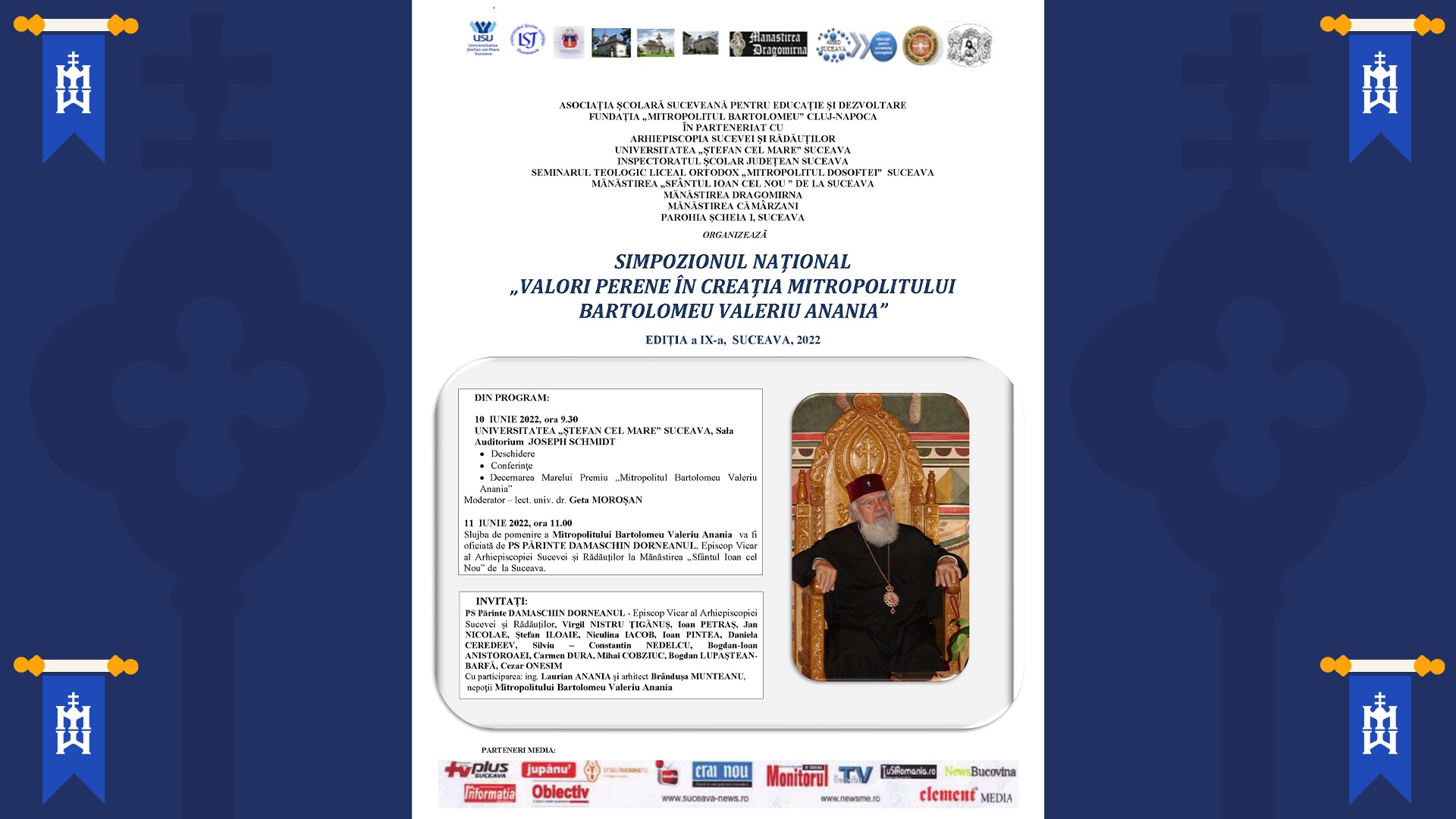 Simpozionul Național „Valori perene în creația Mitropolitului Bartolomeu Anania”, ediția a IX-a, 10-11 iunie 2022