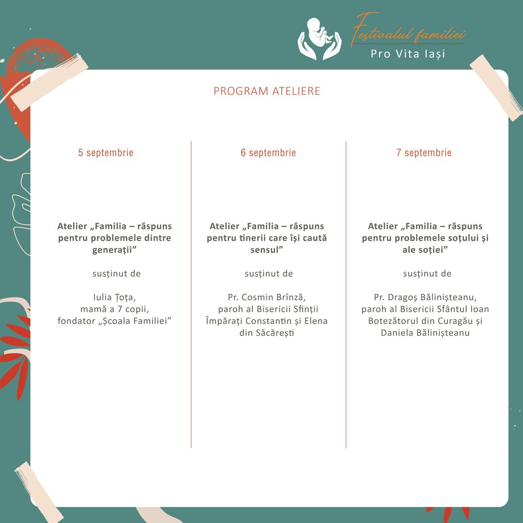 Pro Vita Iași desfășoară ateliere pentru tineri și familii în cadrul Festivalului Familiei