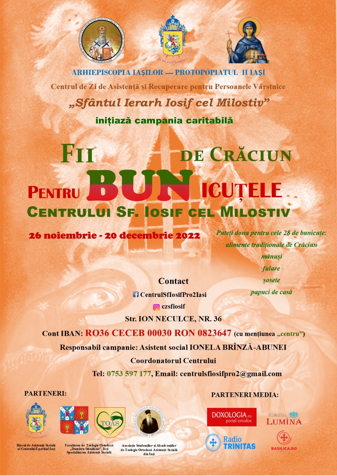 Campania caritabilă „Fii bun de Crăciun” pentru bunicuțele Centrului „Sfântului Iosif cel Milostiv”