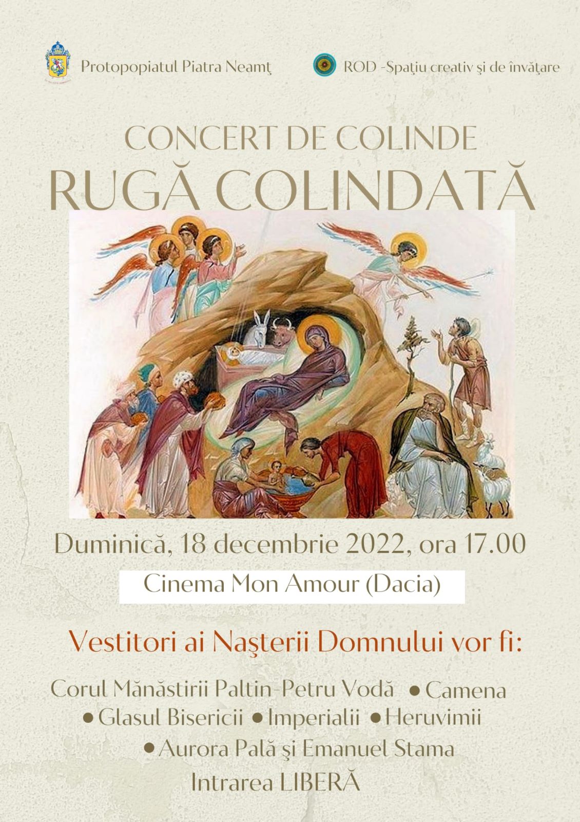 Cinci grupuri vocale și trei soliști au adus „Rugă Colindată” la Piatra Neamț