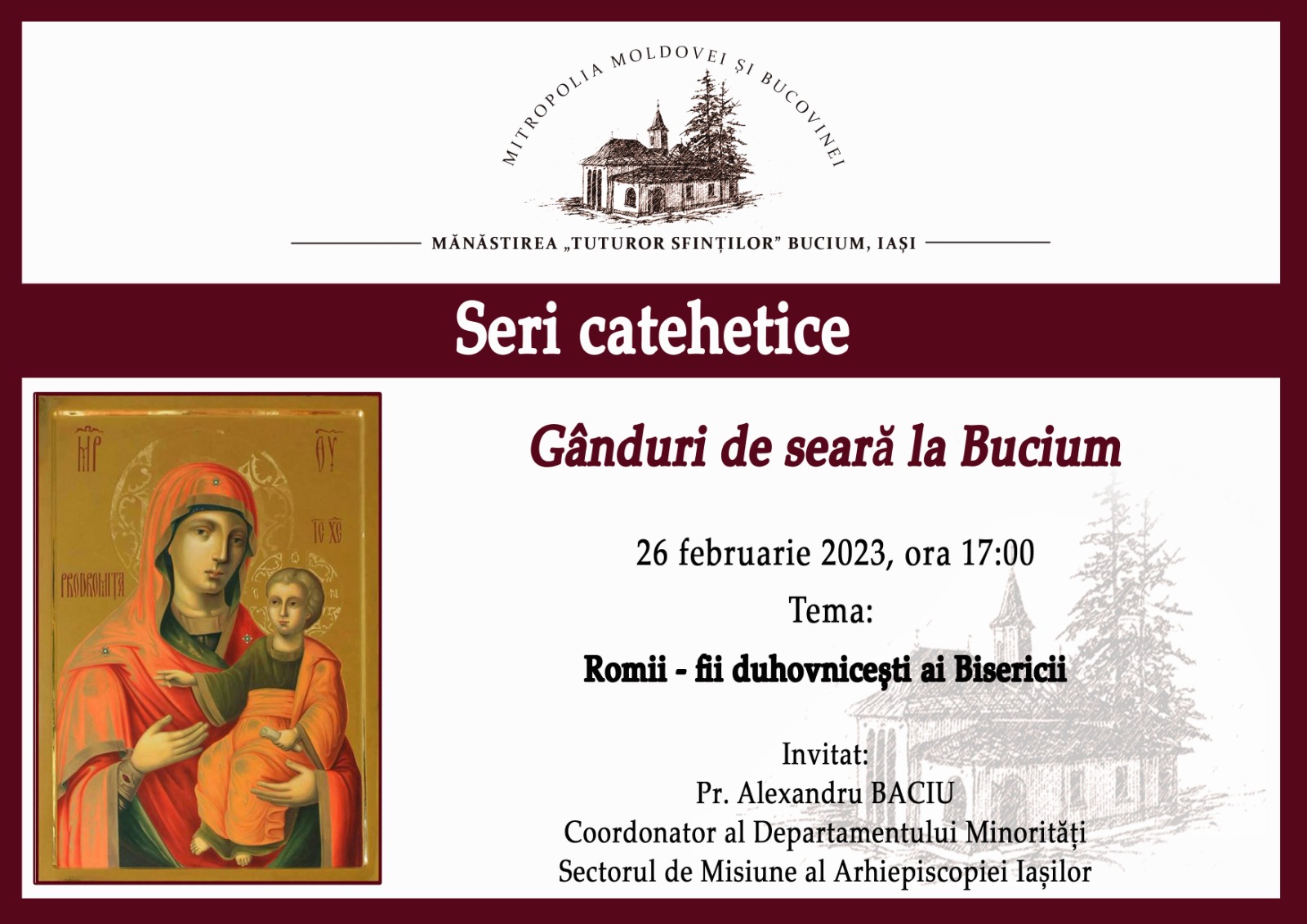 Evenimente ce vor avea loc în Arhiepiscopia Iașilor, în perioada 26 februarie - 4 martie 2023