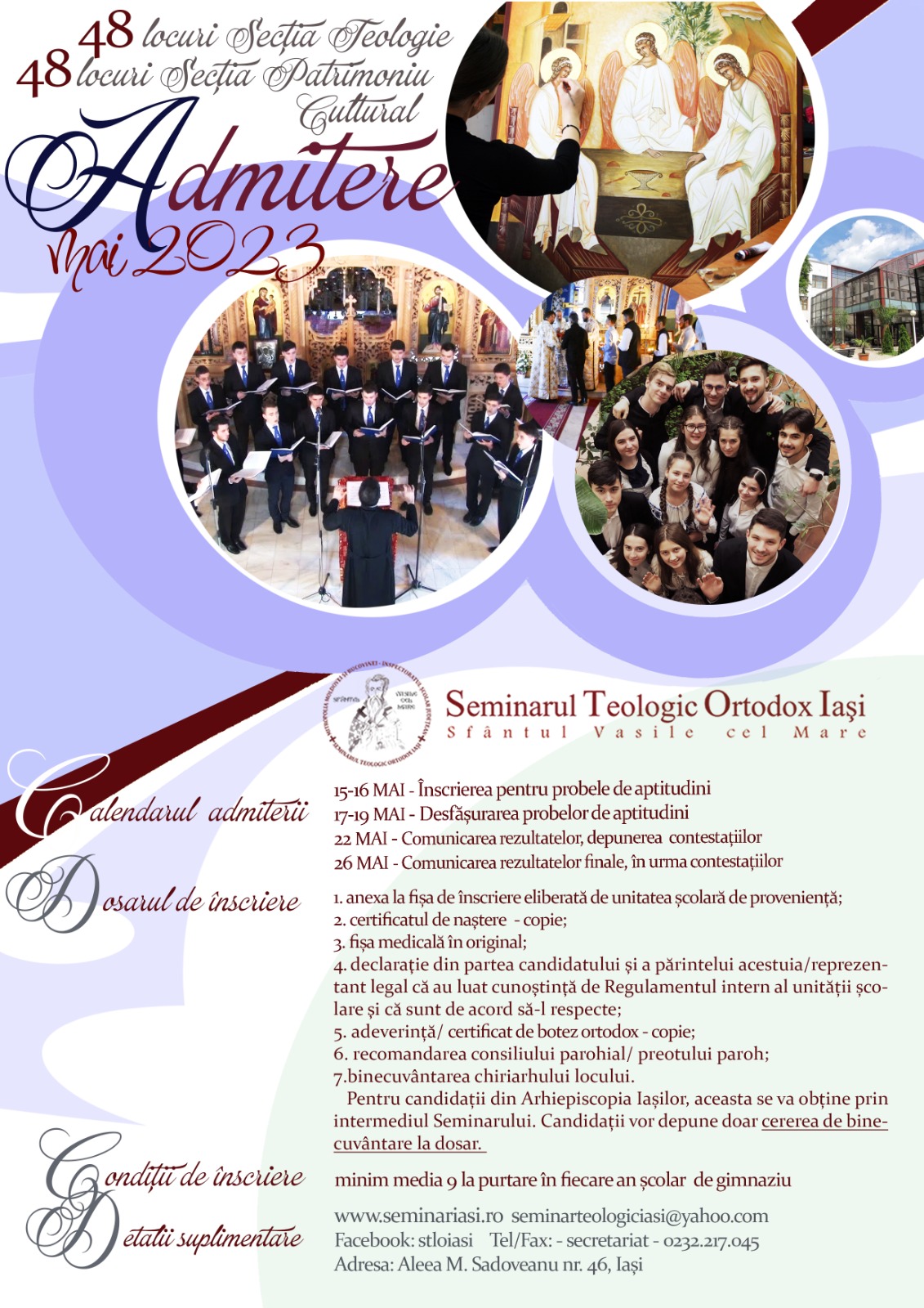 Seminarul Teologic Ortodox „Sfântul Vasile cel Mare” din Iași își deschide porțile pentru noii elevi | Calendarul admiterii