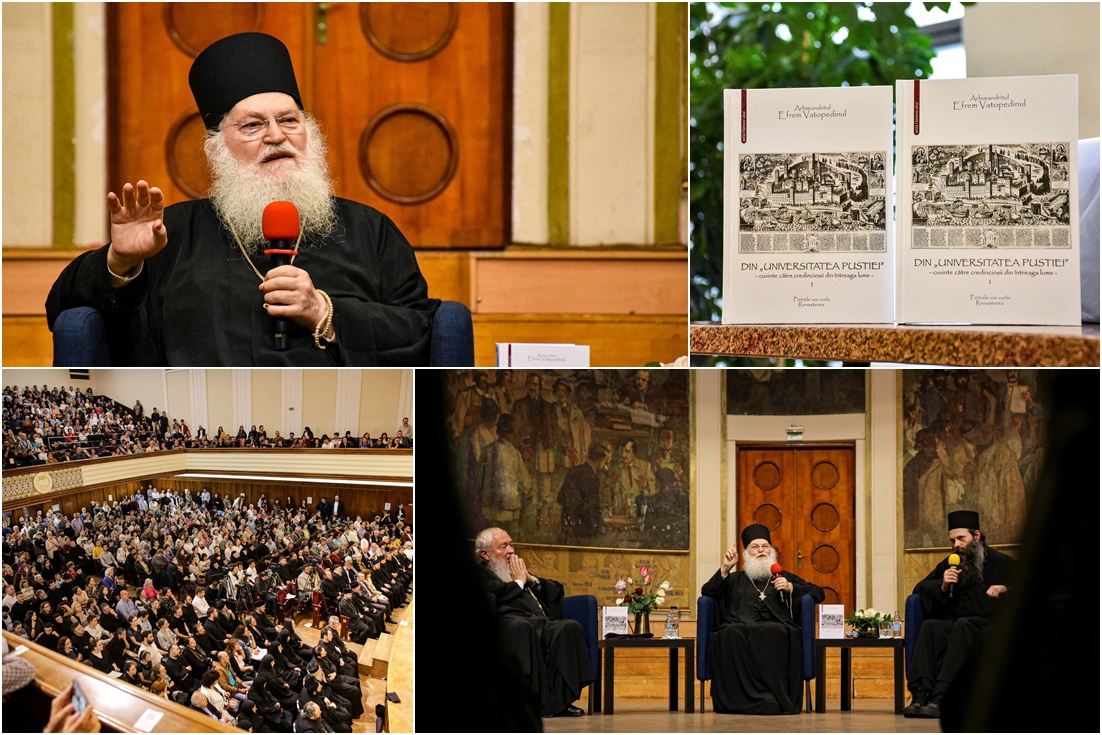 Conferința susținută de Arhim. Efrem Vatopedinul și lansarea cărții „Din «Universitatea Pustiei» – Cuvinte către credincioșii din întreaga lume”