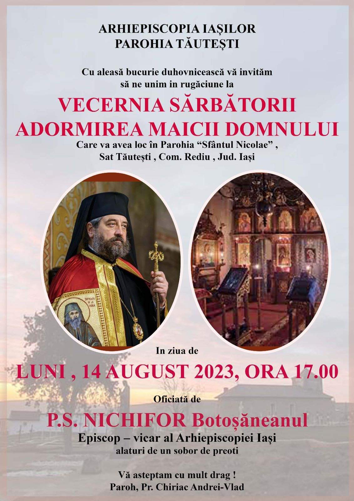 Afiș slujire PS Nichifor