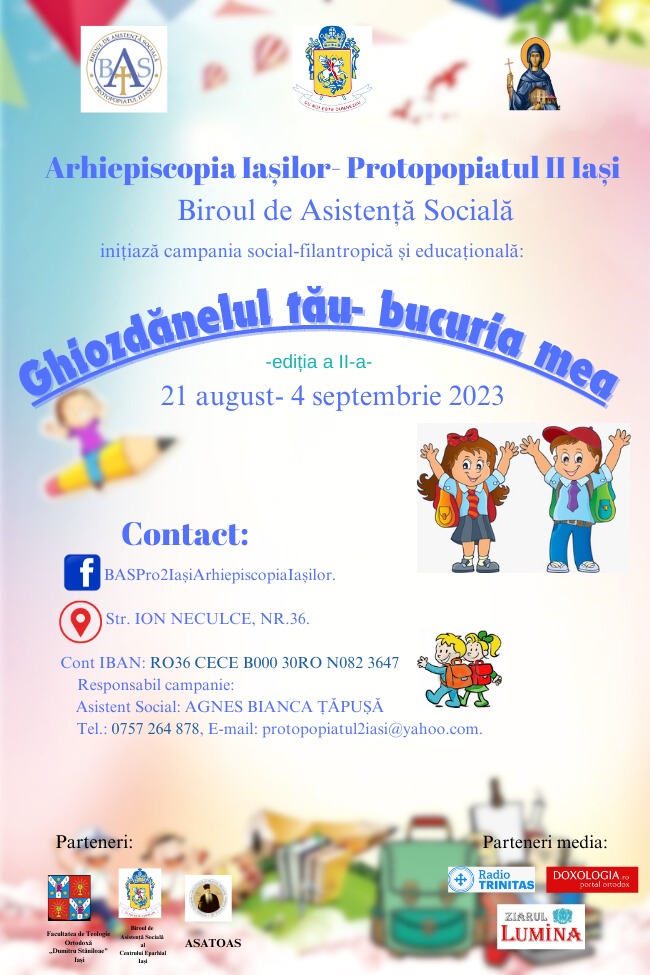 Campania „Ghiozdănelul tău, bucuria mea”