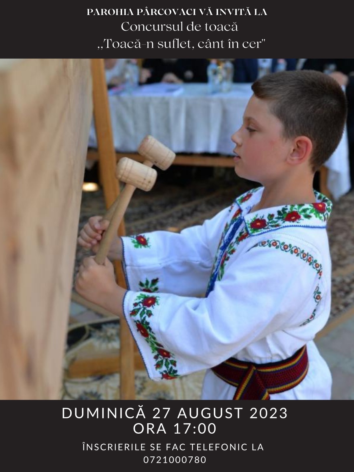 Parohia Pârcovaci din Protopopiatul Hârlău va organiza cea de a 13-a ediție a concursului: „Toacă-n suflet, cânt în cer”