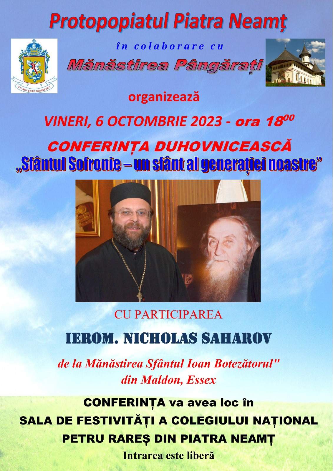 Afișul evenimentului „Sfântul Sofronie - un sfânt al generației noastre”