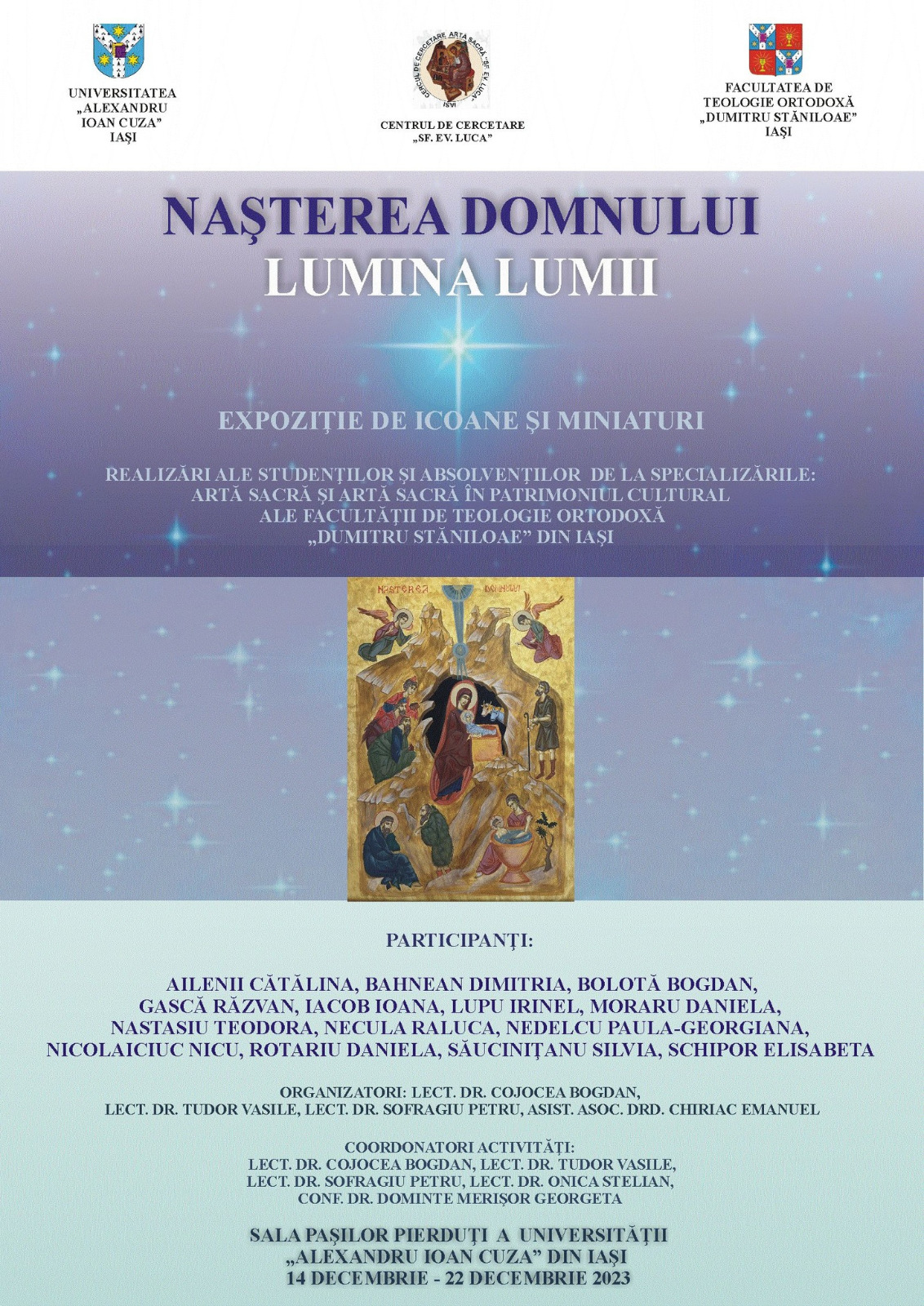 afiș expoziție de icoane și miniaturi