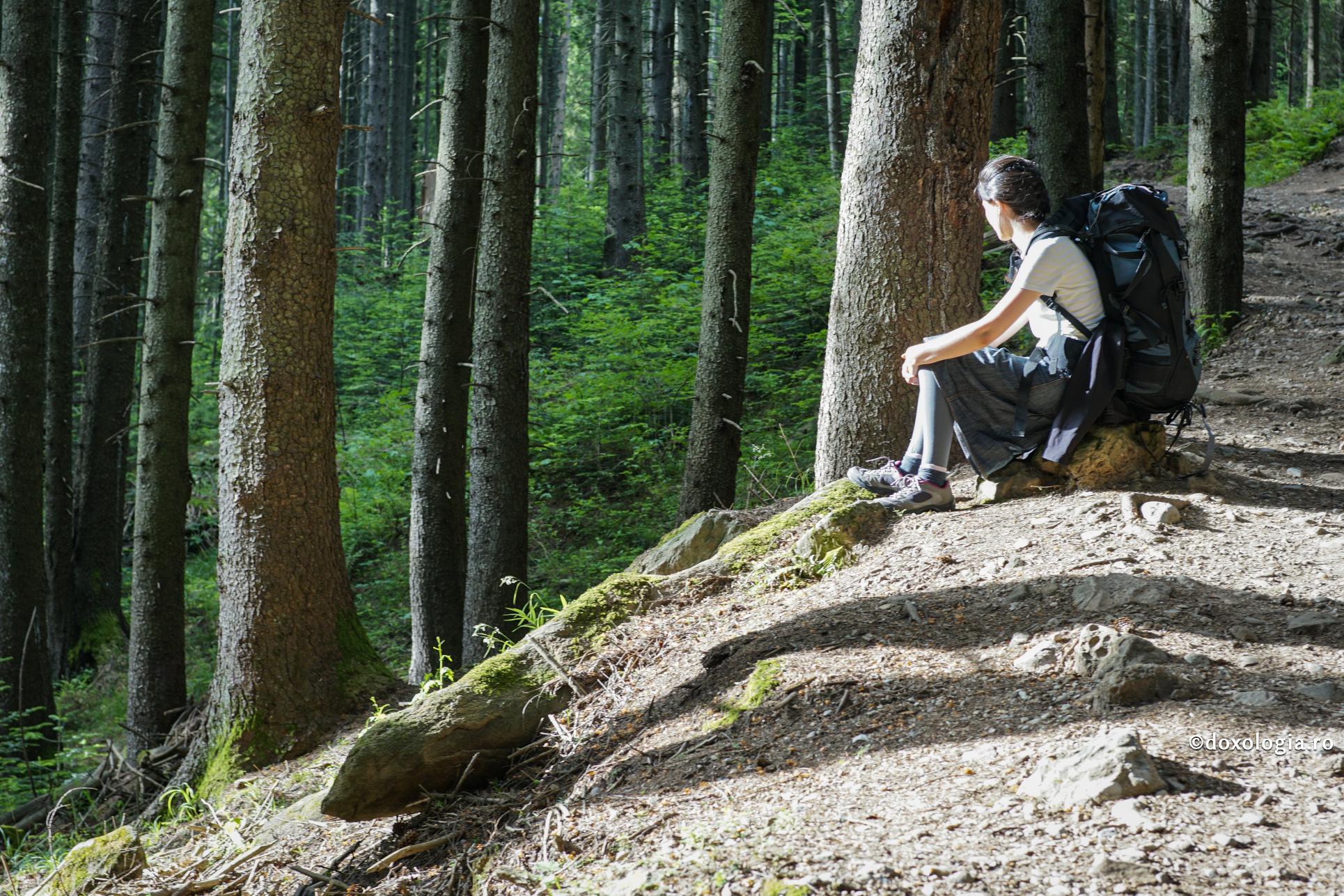 tânără în drumeție