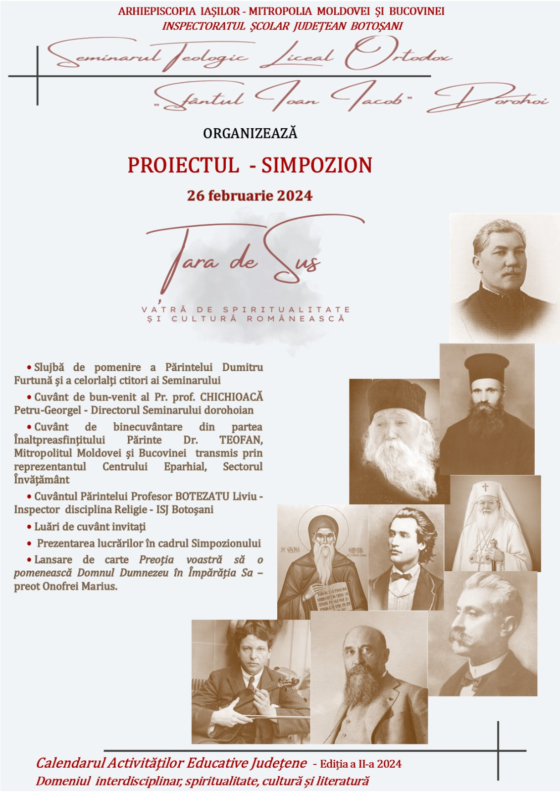Simpozionul-Concurs „Țara de Sus – vatră de spiritualitate și cultură românească” afiș simpozion
