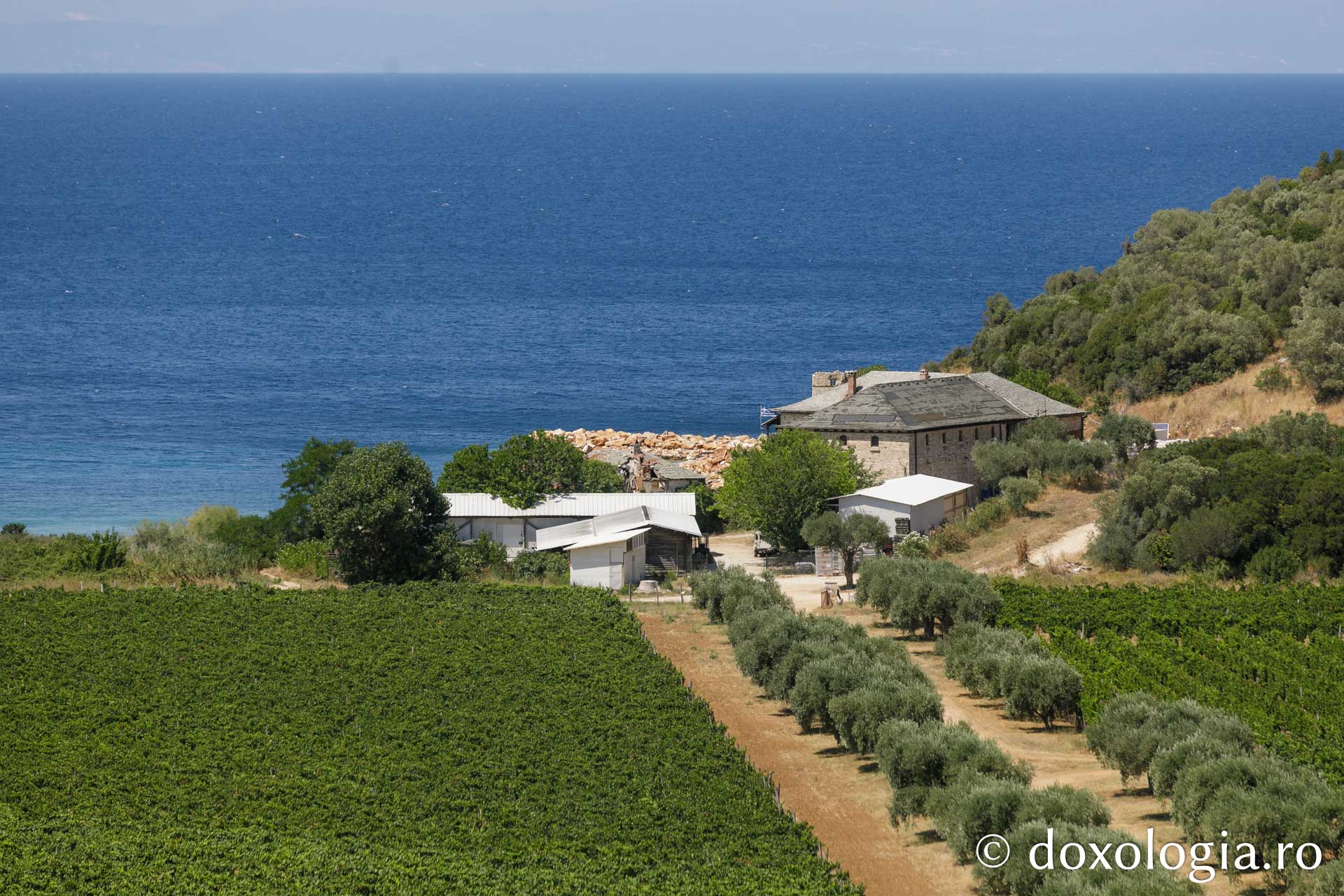 Arsanaua „Sfântul Vasile” a Mănăstirii Hilandar – vedere din Turnul lui Milutin / Foto: Pr. Silviu Cluci Arsanaua „Sfântul Vasile” a Mănăstirii Hilandar