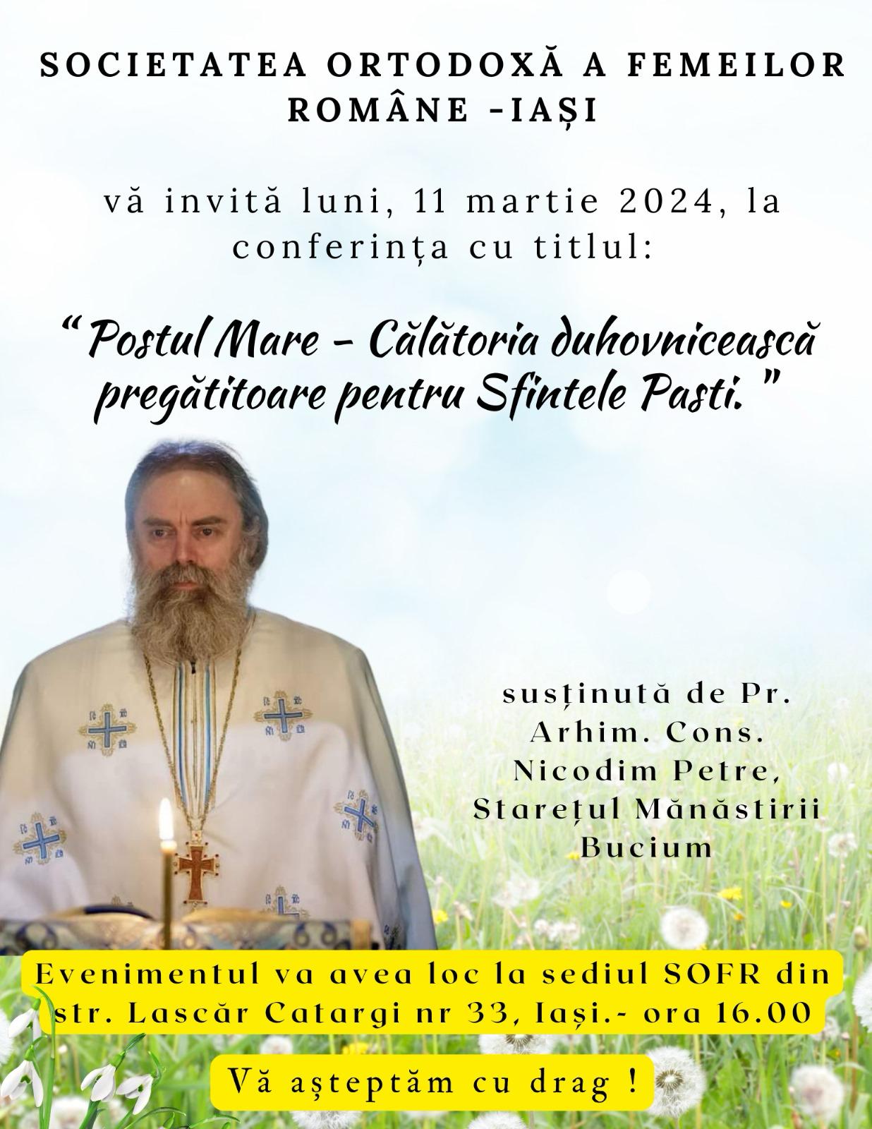 Conferință despre Postul Mare cu părintele Nicodim Petre