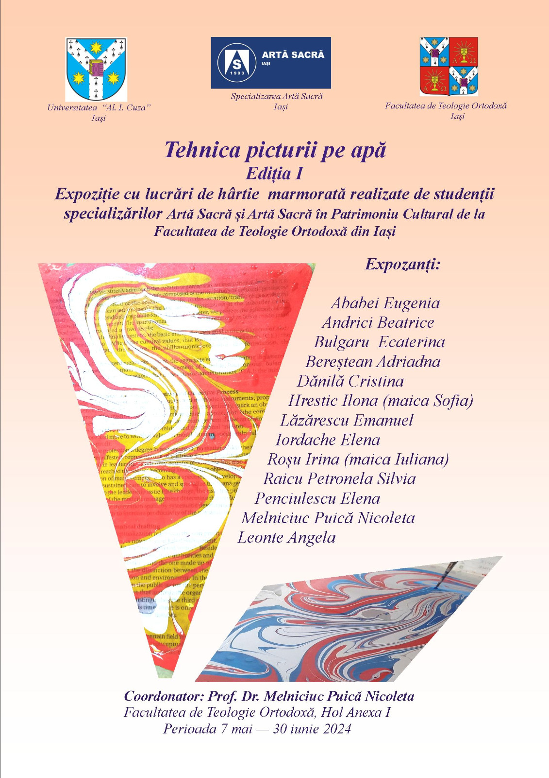 Expoziție cu lucrări de hârtie marmorată