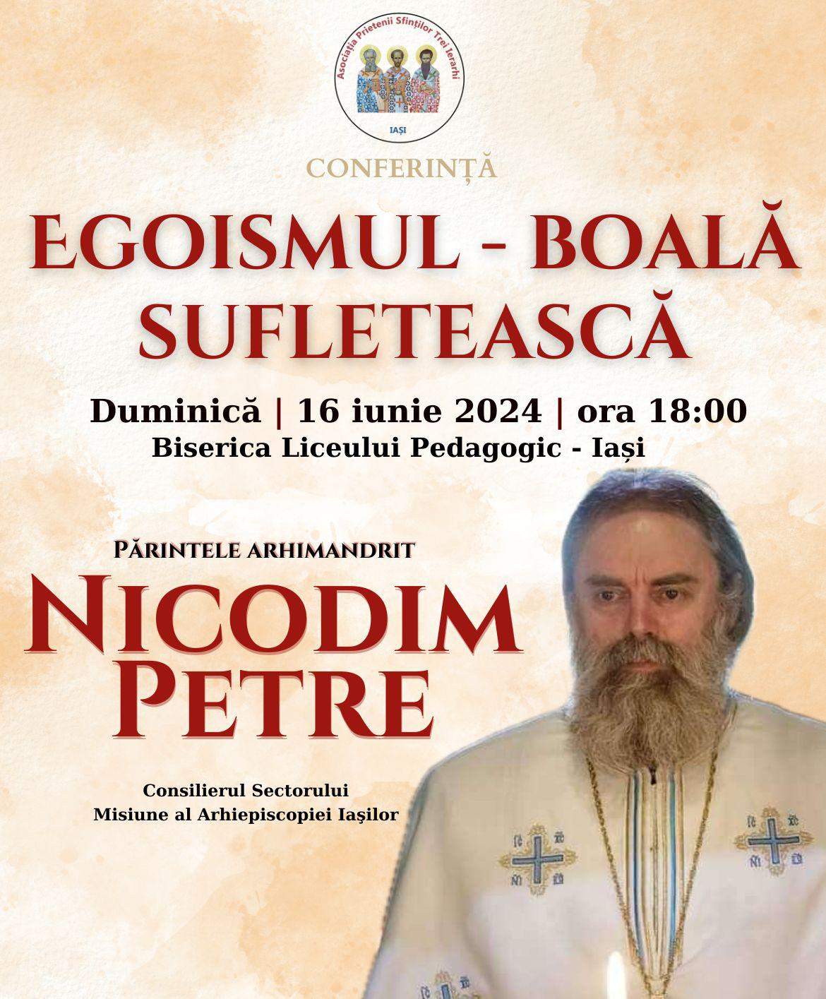 Conferința Egoismul – boală sufletească afiș conferință