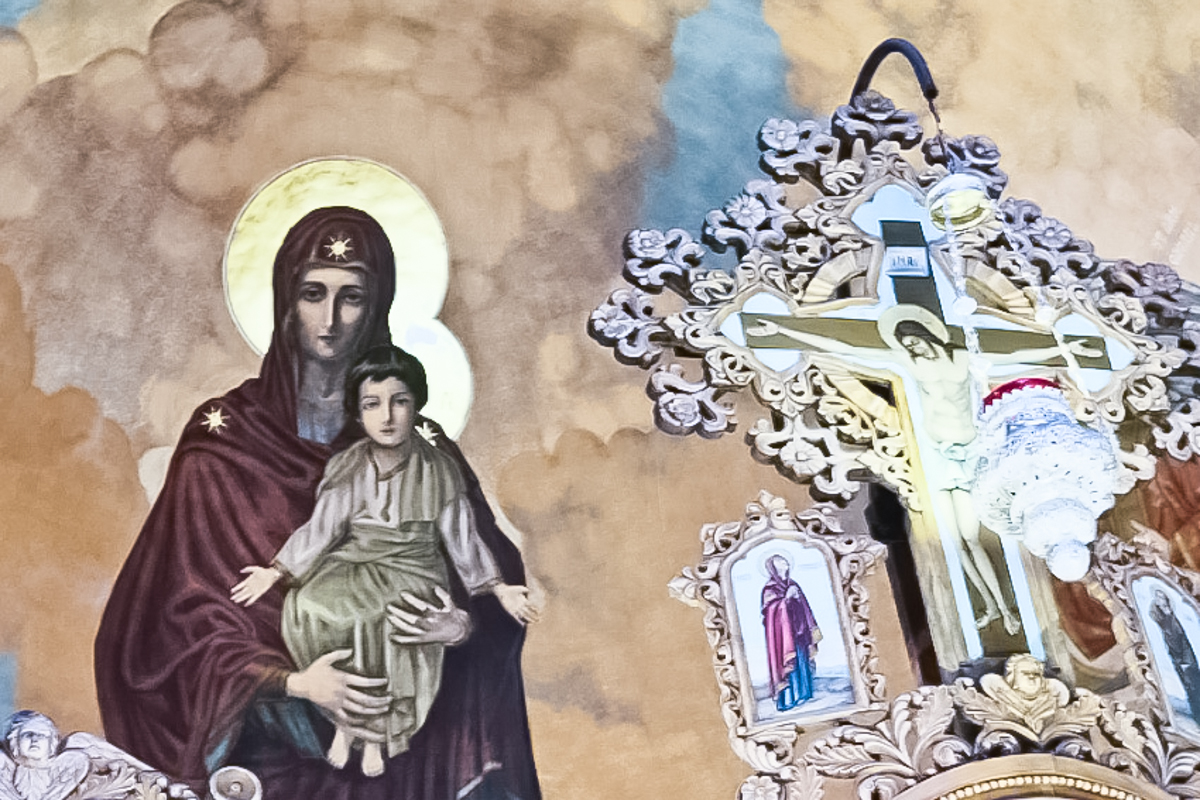 Maica Domnului cu Pruncul - pictura Cuviosului Arsenie de la Prislop