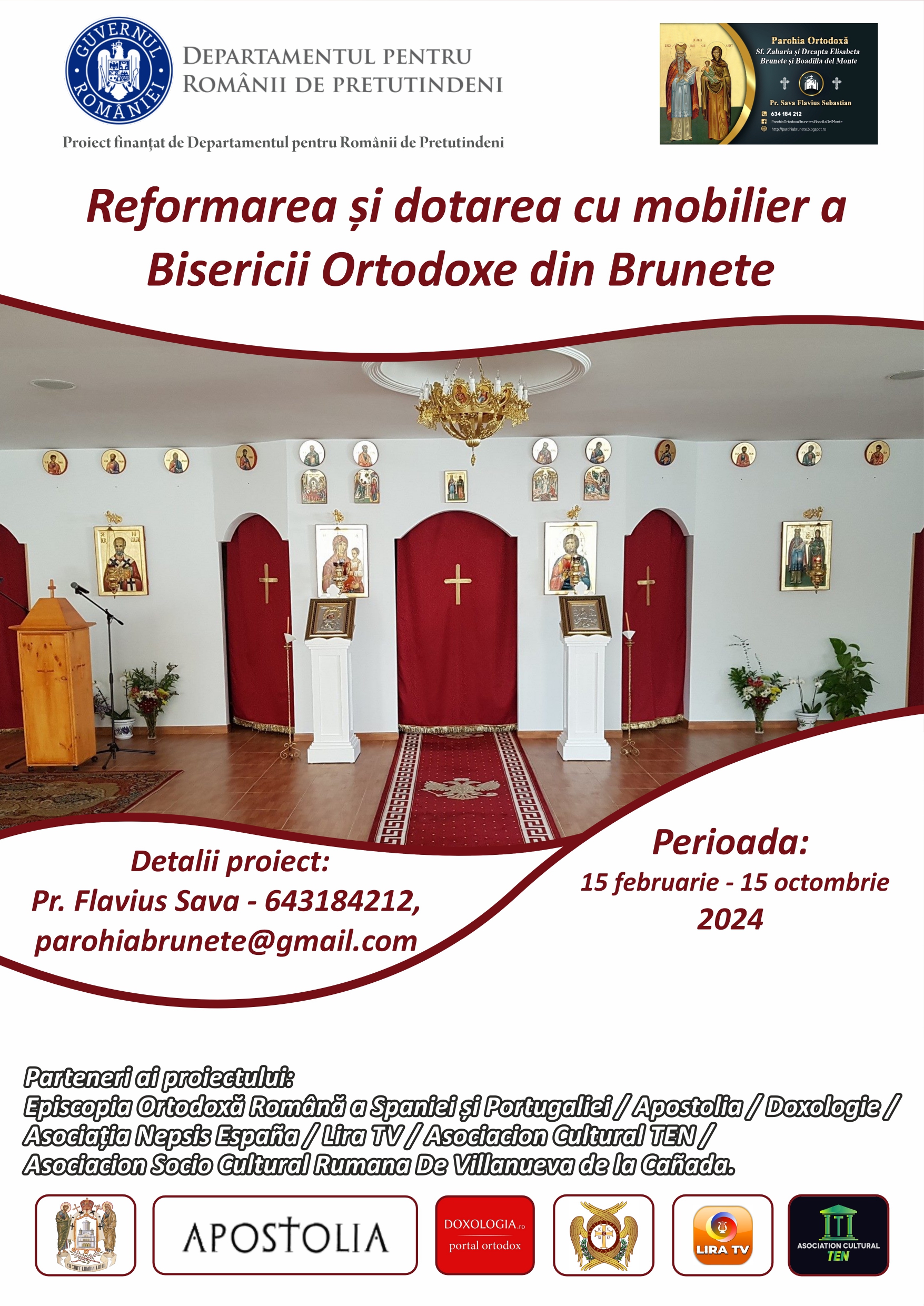 Reformarea și dotarea cu mobilier a Bisericii Ortodoxe din Brunete