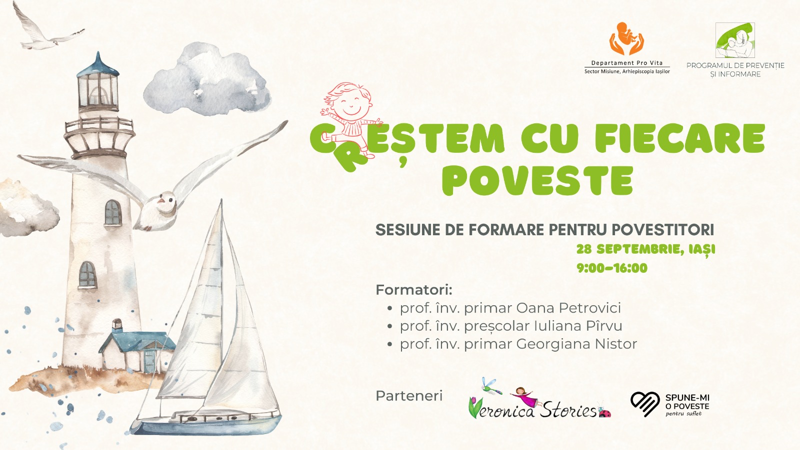 „Creștem cu fiecare poveste!” – Pro Vita Iași organizează o sesiune de formare pentru povestitori